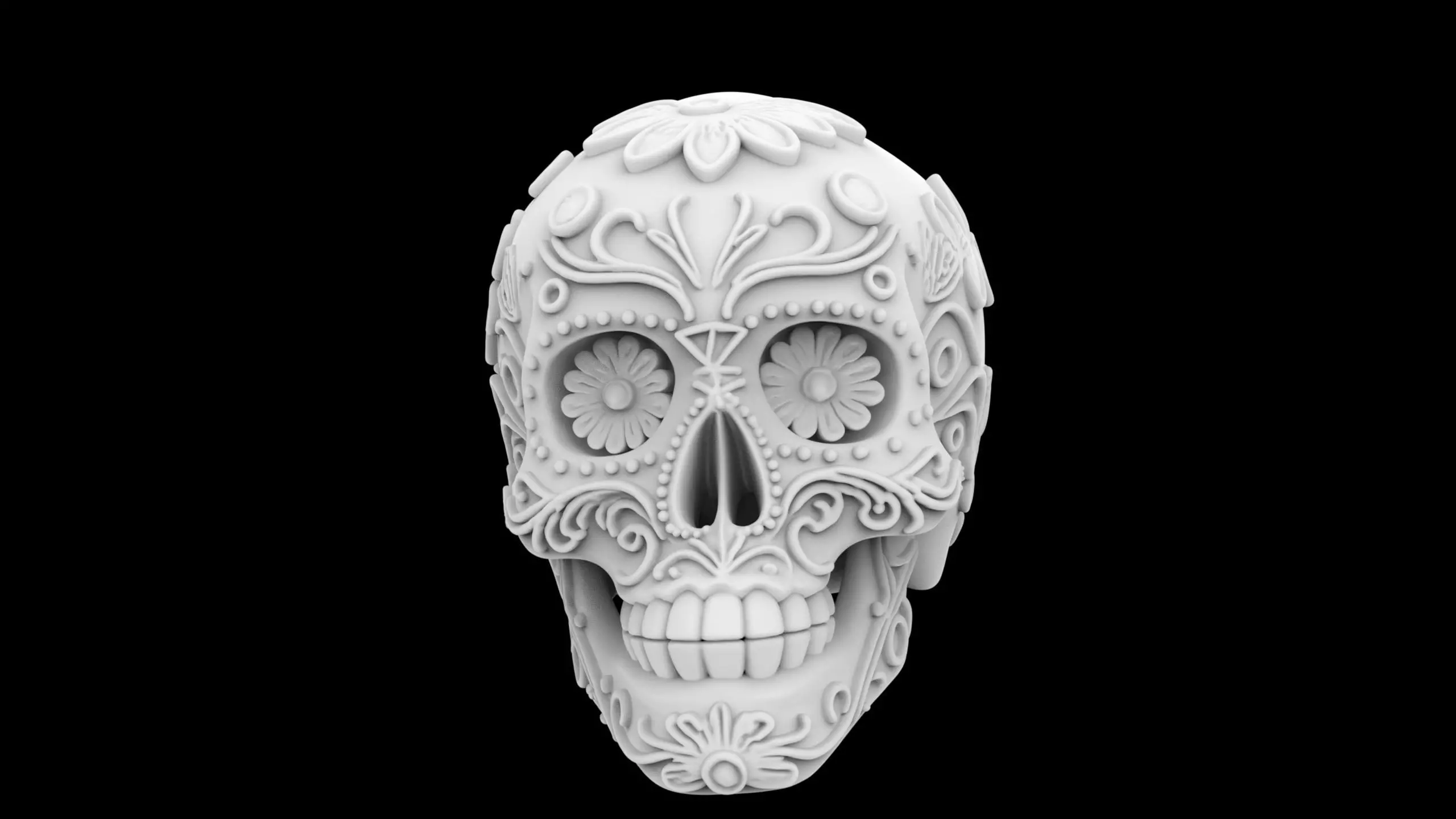 Decorative Sugar Skull 3D Print Model 3D print model_1