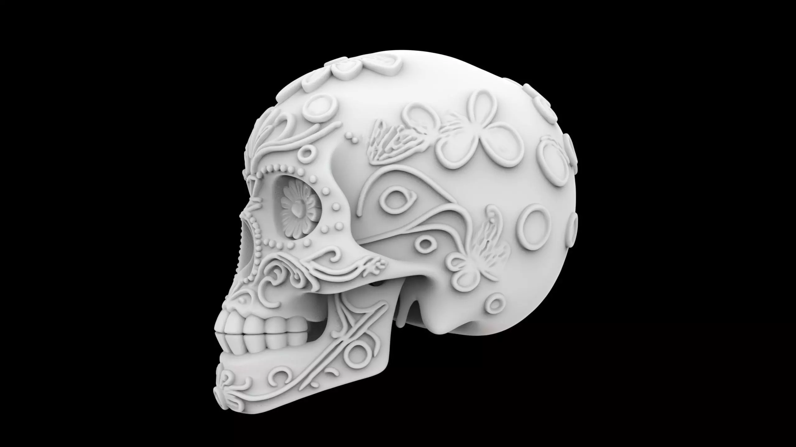 Decorative Sugar Skull 3D Print Model 3D print model_2