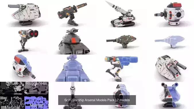 SciFi Starship Arsenal Models Pack 3D Model Collection SciFi Starship Arsenal Models Pack 3D Model Collection