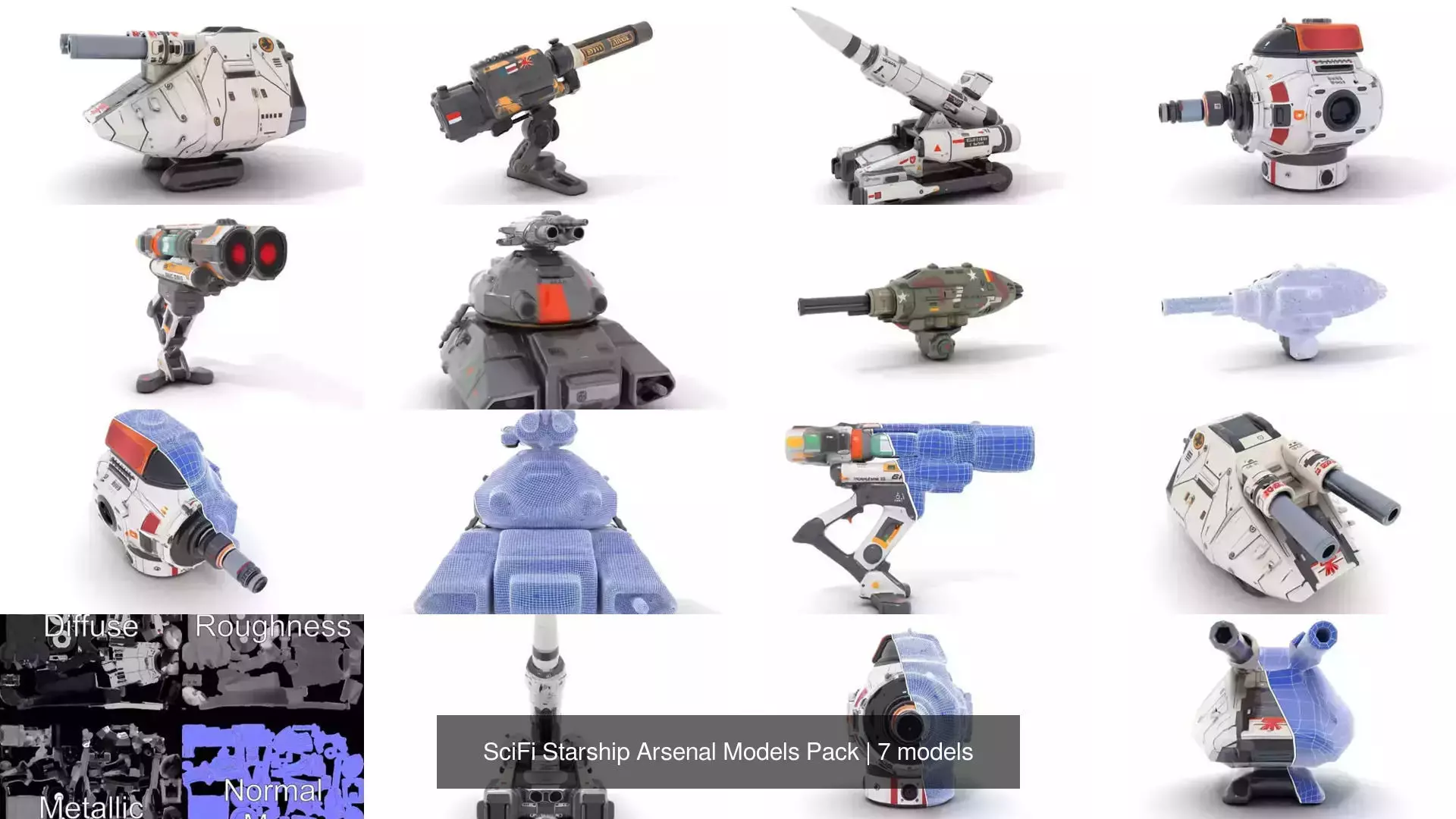 SciFi Starship Arsenal Models Pack 3D Model Collection_0