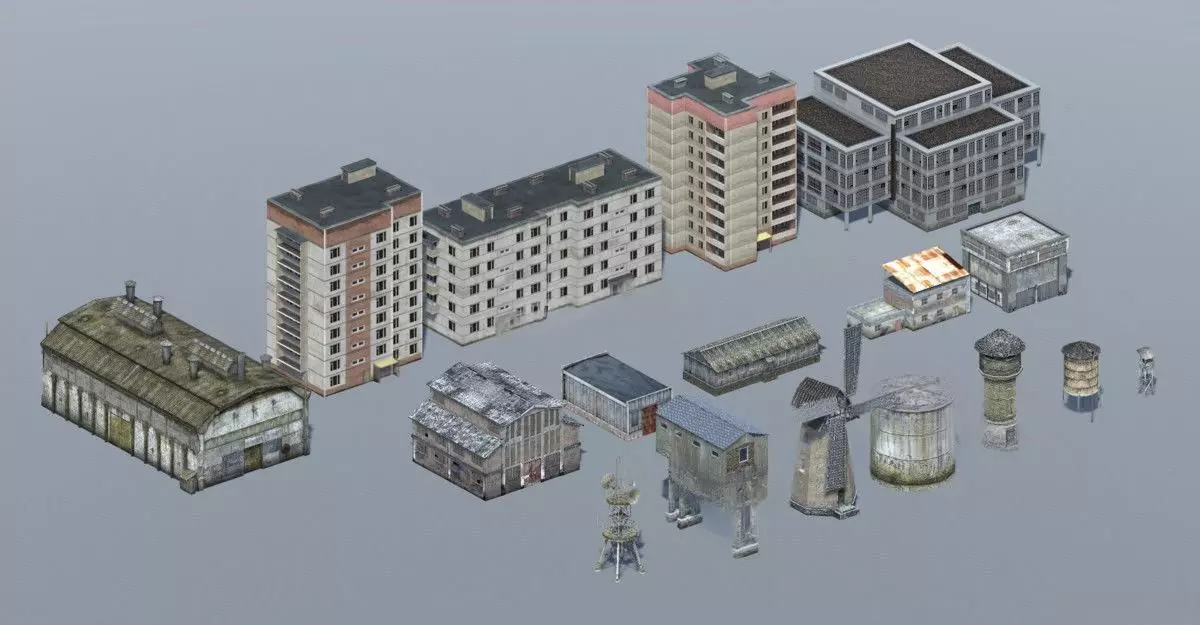 Mobile Buildings Pack - 17 in 1 Free low-poly 3D model