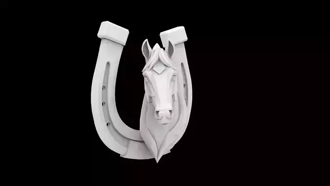 Horseshoe and Horse Head Pendant 3D Print Model