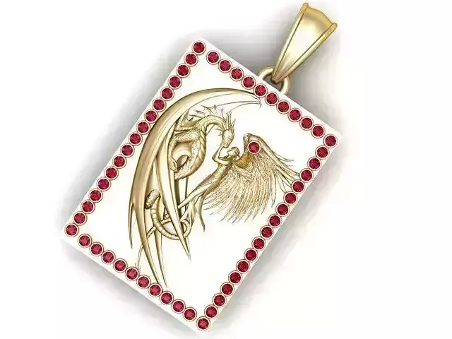 Gold Dragon Angel Pendant 3D printable model  