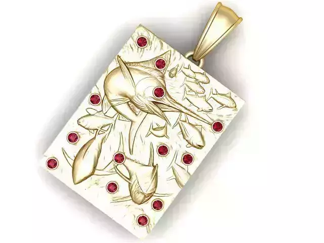 Gold Shark Pendant  3D printable model  