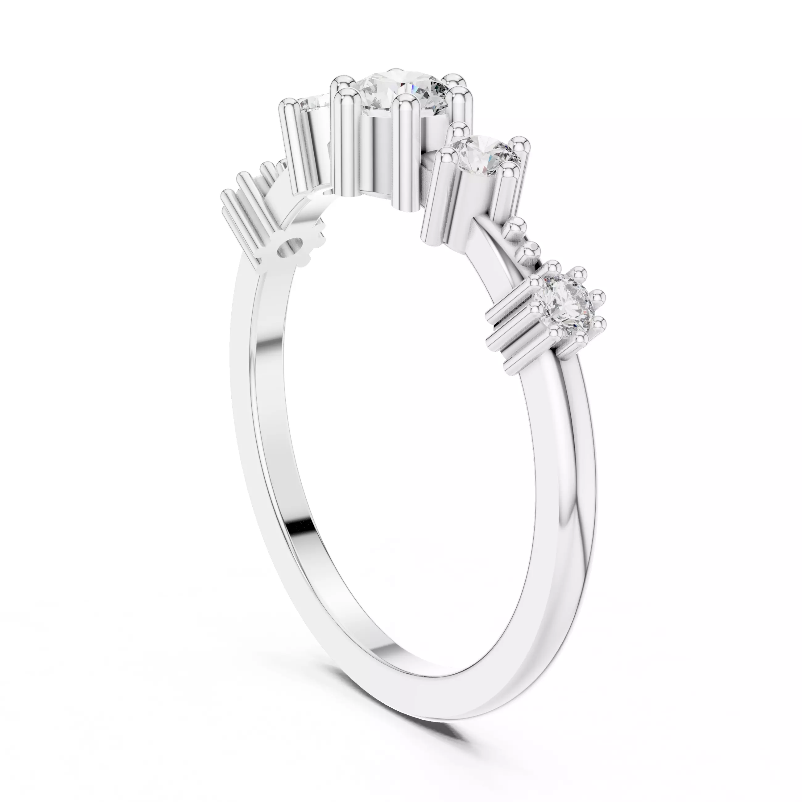 Five Round Diamond Engagement Wedding Band 3DM STL Video 3D print model_9