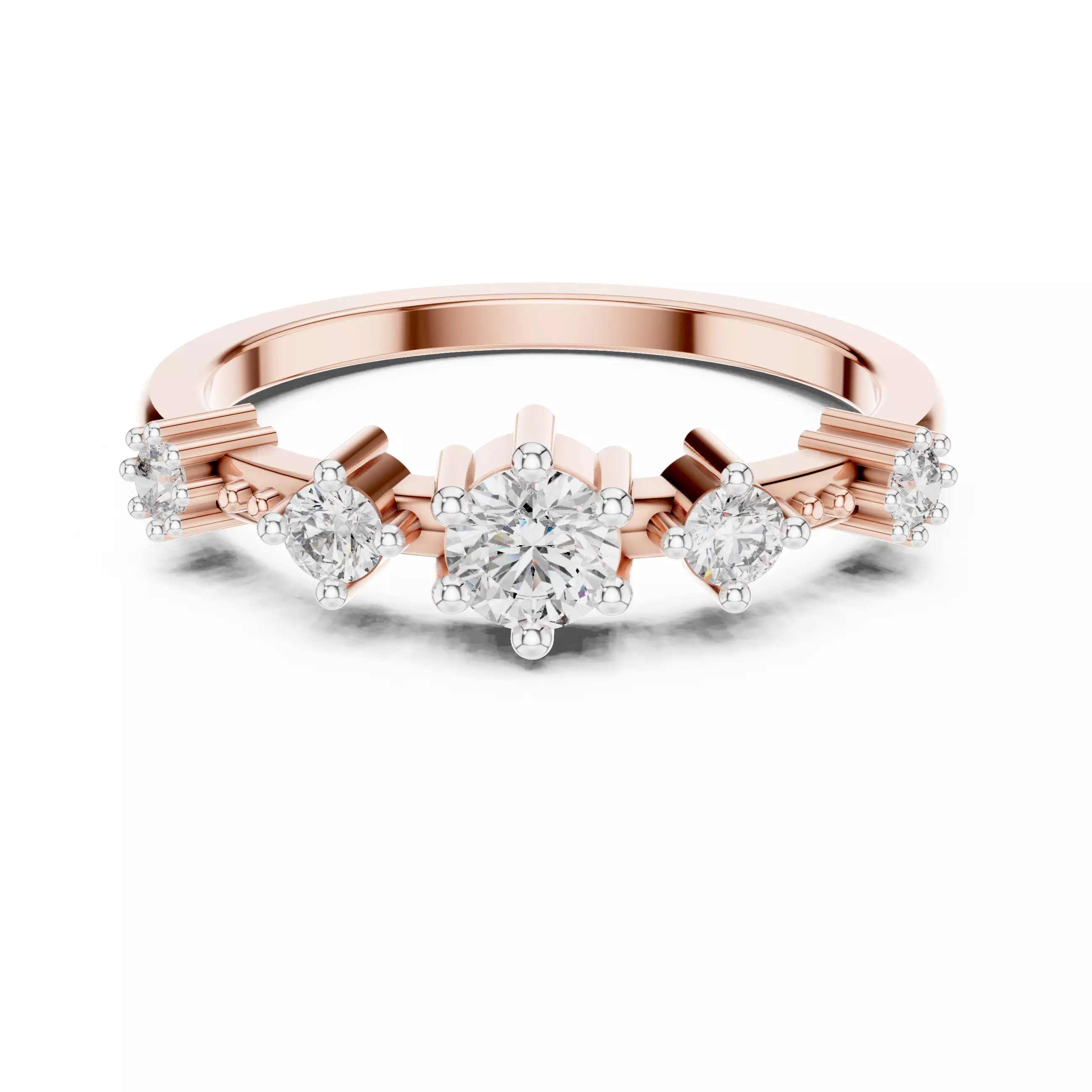 Five Round Diamond Engagement Wedding Band 3DM STL Video 3D print model_0