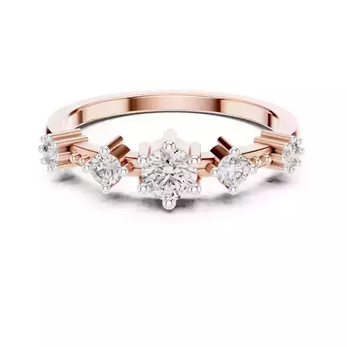 Five Round Diamond Engagement Wedding Band 3DM STL Video 3D print model