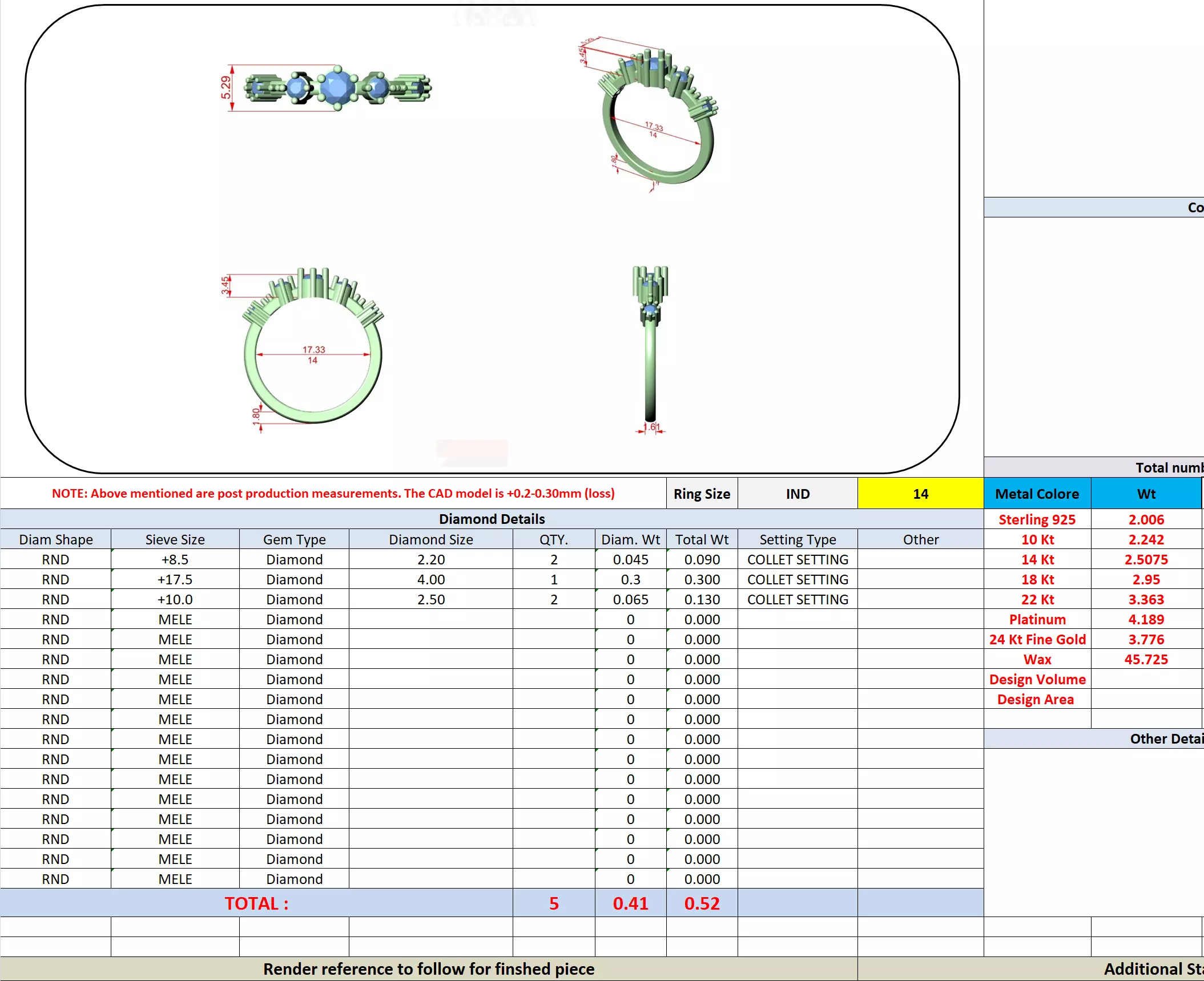 Five Round Diamond Engagement Wedding Band 3DM STL Video 3D print model_13