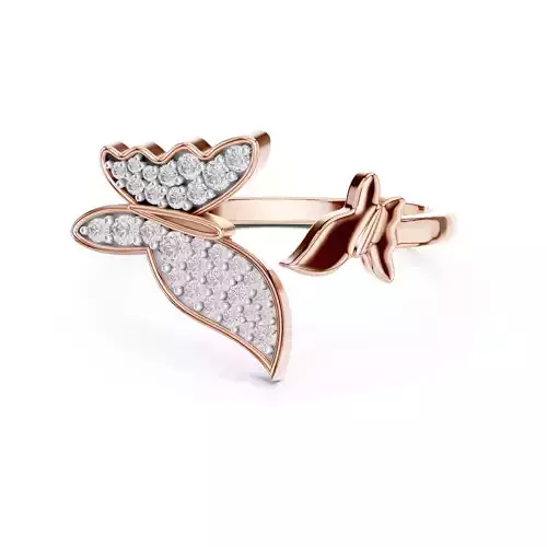 Round Cut Diamond Butterfly Engagement Ring 3DM STL Video 3D print model