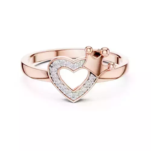 Heart Shape With Crown Engagement Wedding Ring 3DM STL Video 3D print model
