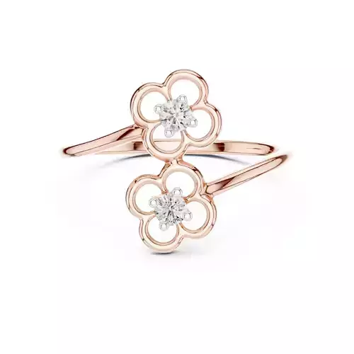 Bypass Shank Dual Flower Engagement Wedding Ring 3DM STL Video