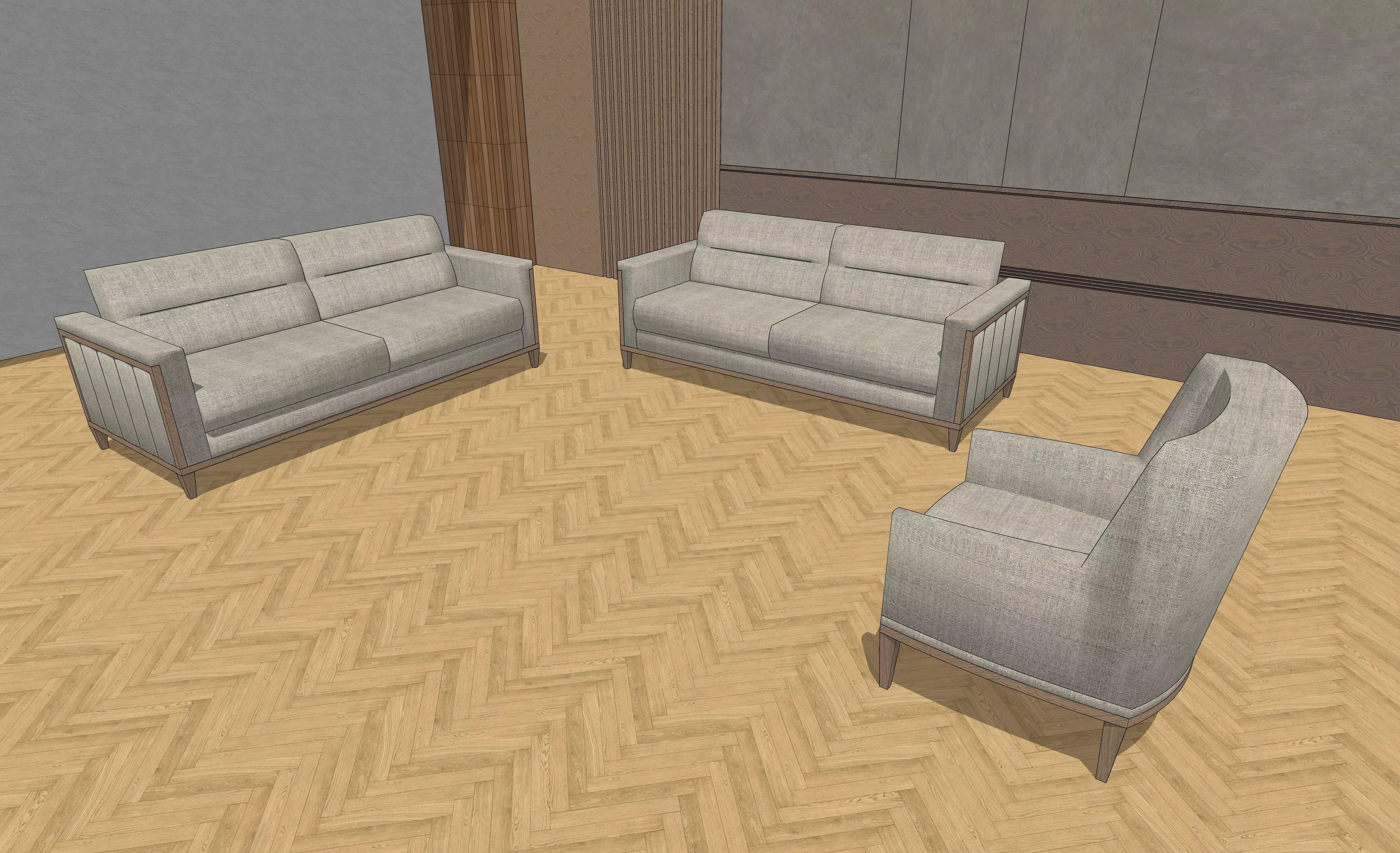 Ikra Sofa Set - Modern Sofa and Armchair Set 3D model_0