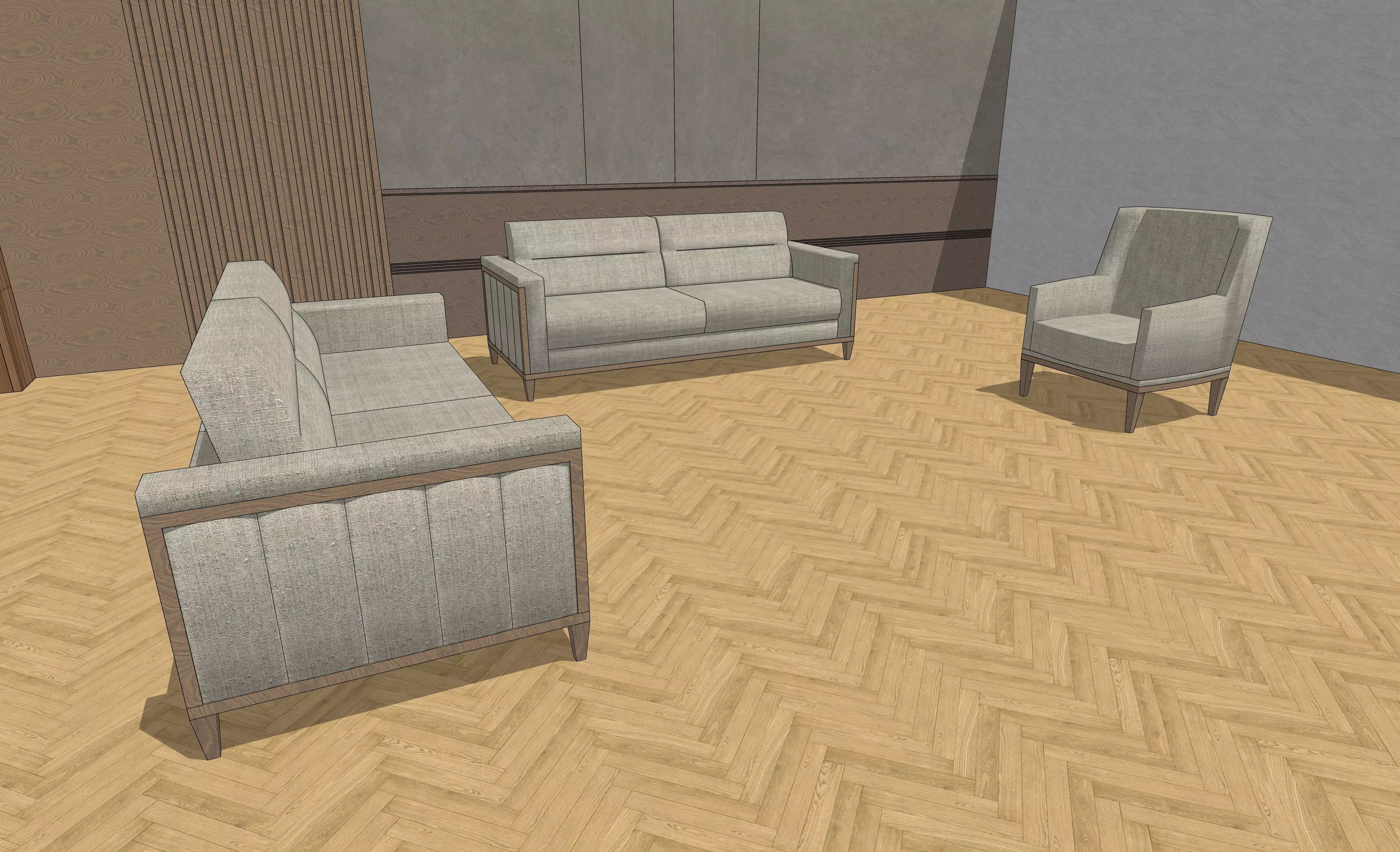 Ikra Sofa Set - Modern Sofa and Armchair Set 3D model_2