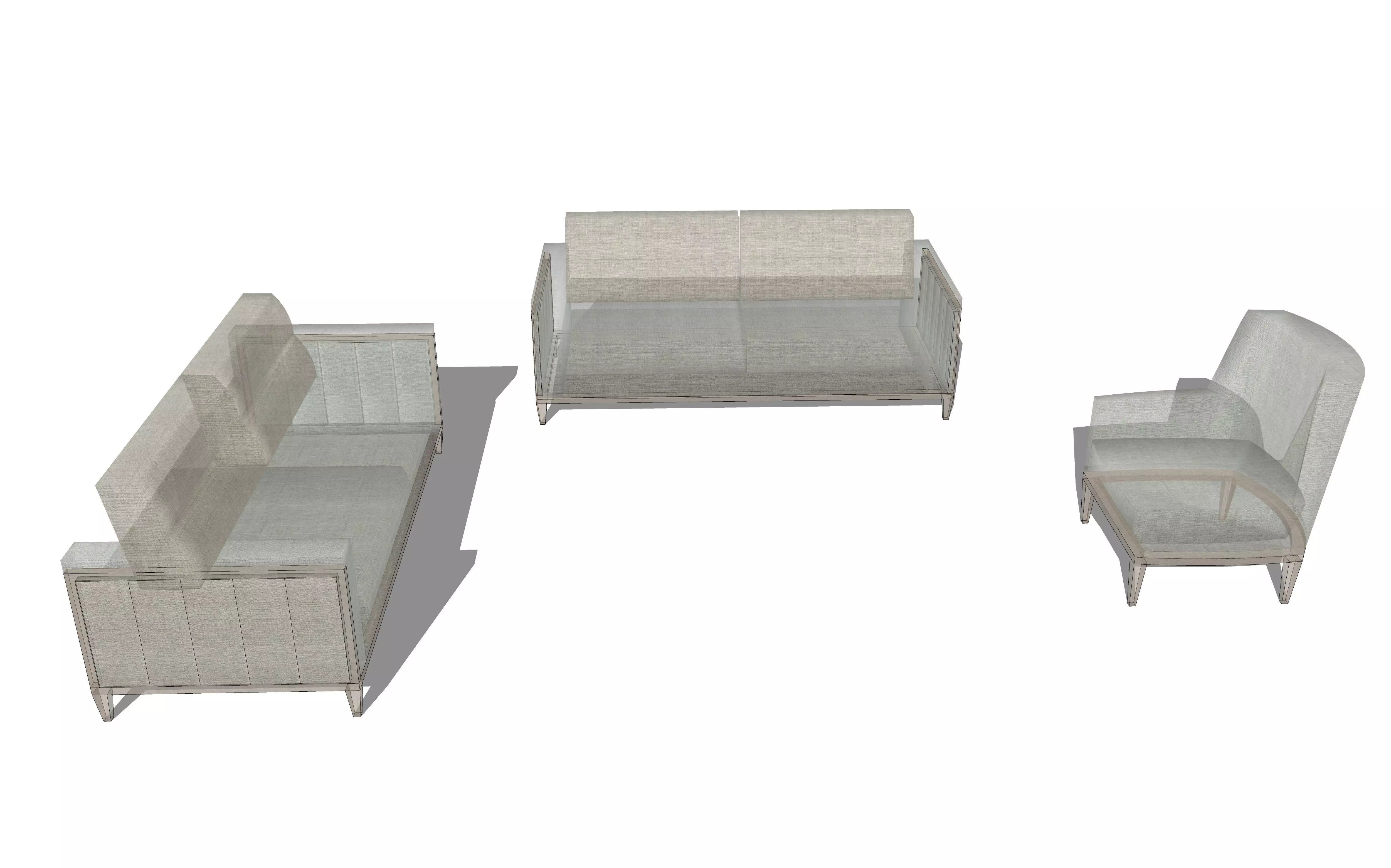 Ikra Sofa Set - Modern Sofa and Armchair Set 3D model_4