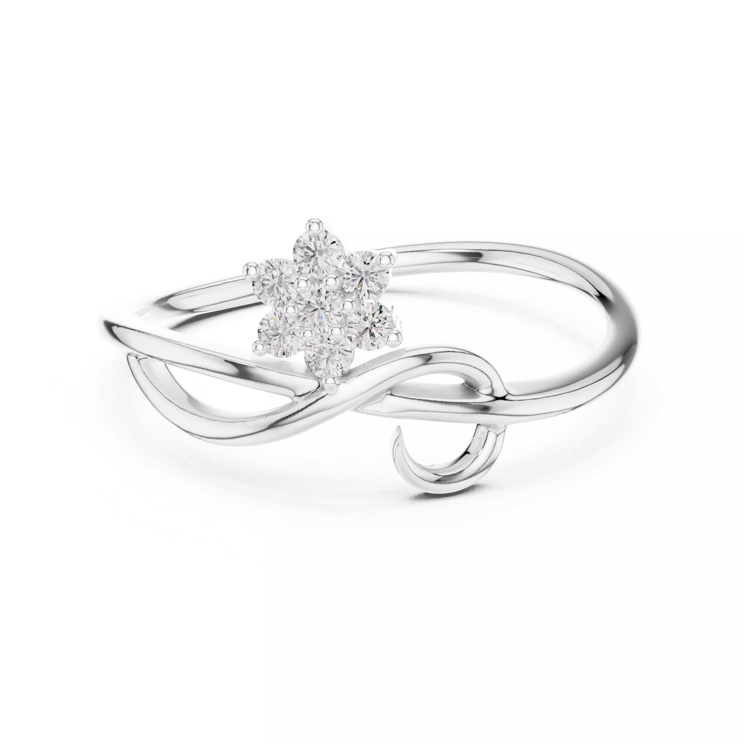 Round Cut Curve Engagement Wedding Ring 3DM STL Video 3D print model_2