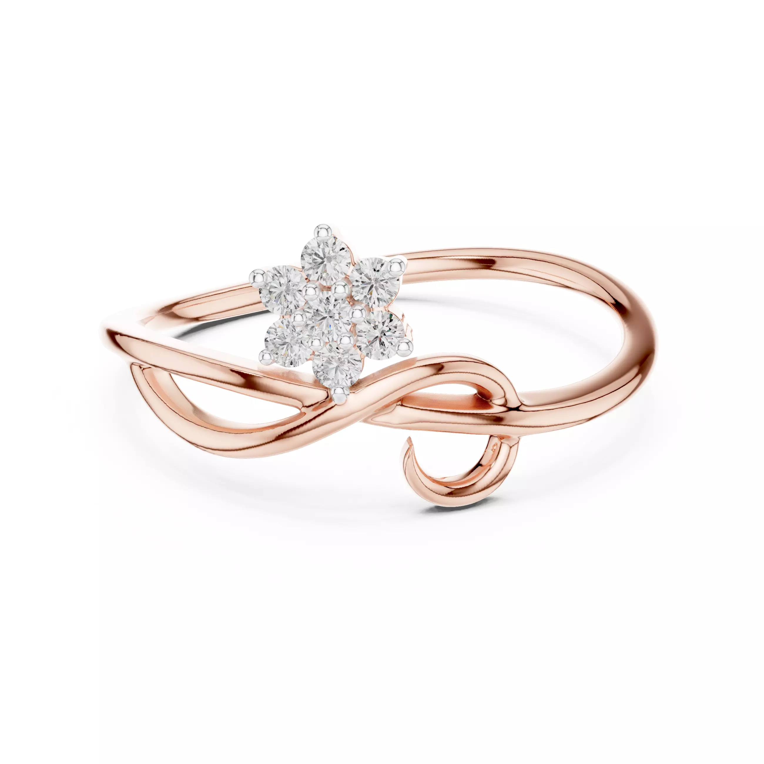 Round Cut Curve Engagement Wedding Ring 3DM STL Video 3D print model_0