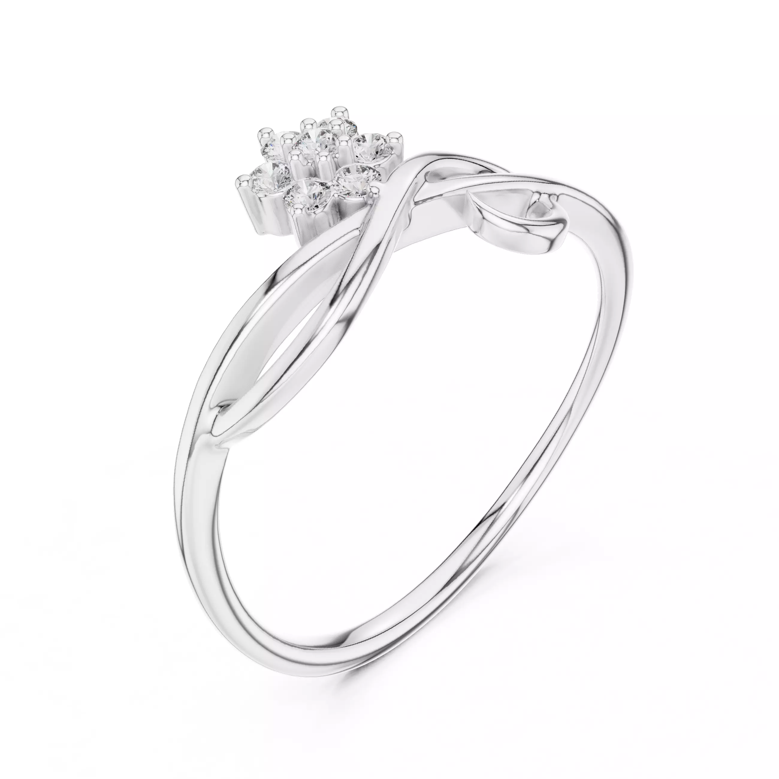 Round Cut Curve Engagement Wedding Ring 3DM STL Video 3D print model_10