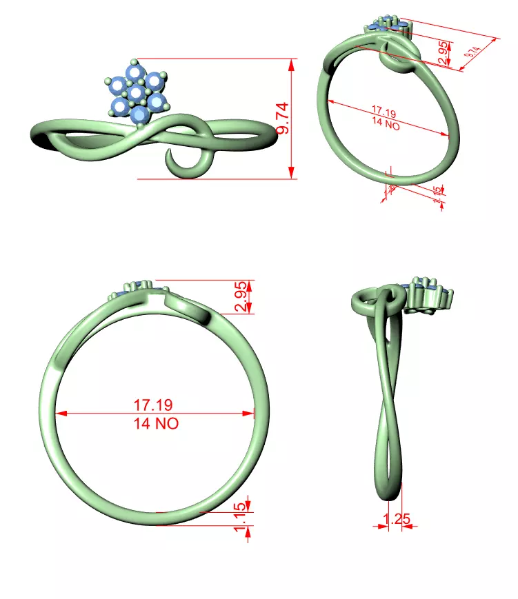 Round Cut Curve Engagement Wedding Ring 3DM STL Video 3D print model_12