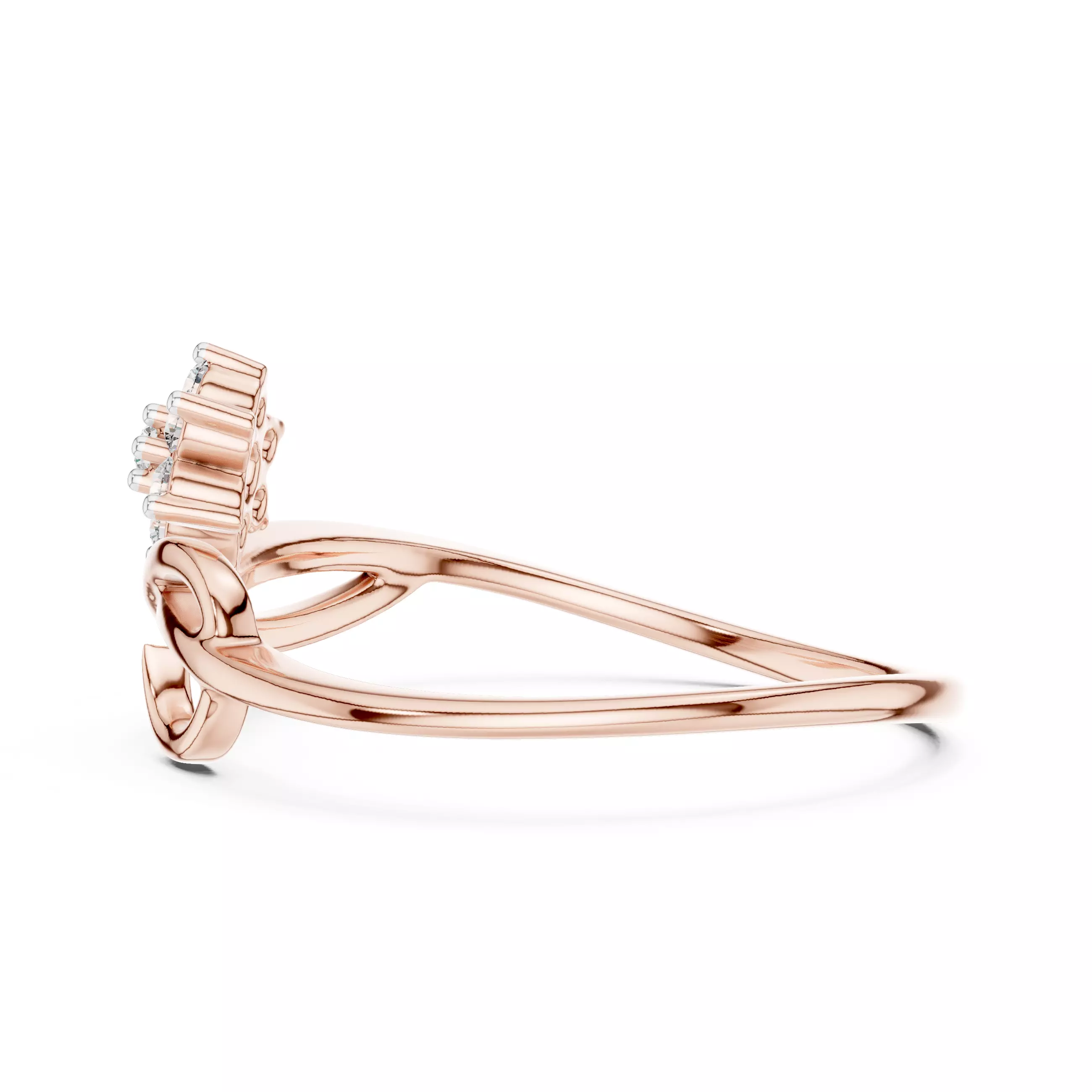 Round Cut Curve Engagement Wedding Ring 3DM STL Video 3D print model_5