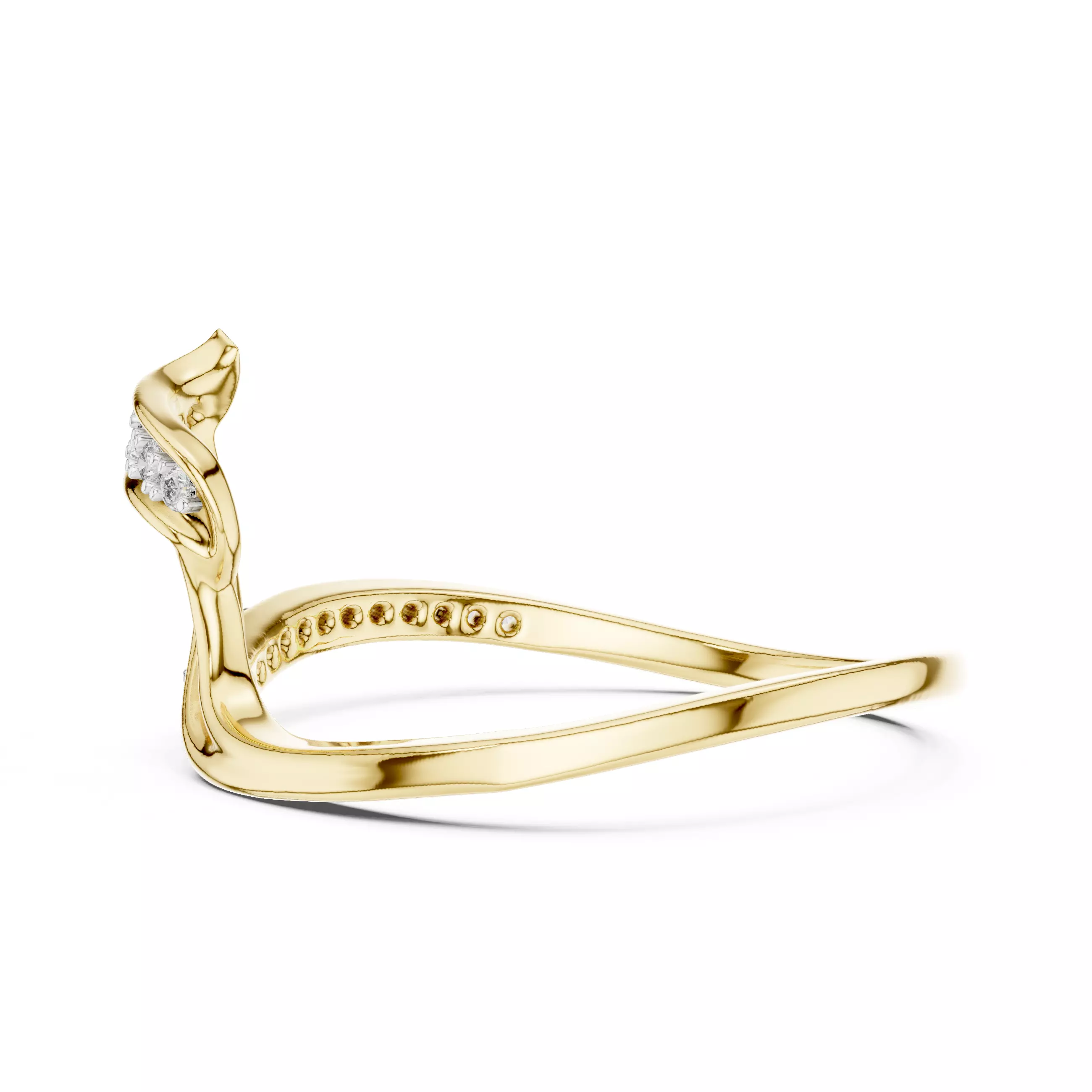 Round Diamond Curve Engagement Wedding Ring 3DM STL Video 3D print model_8