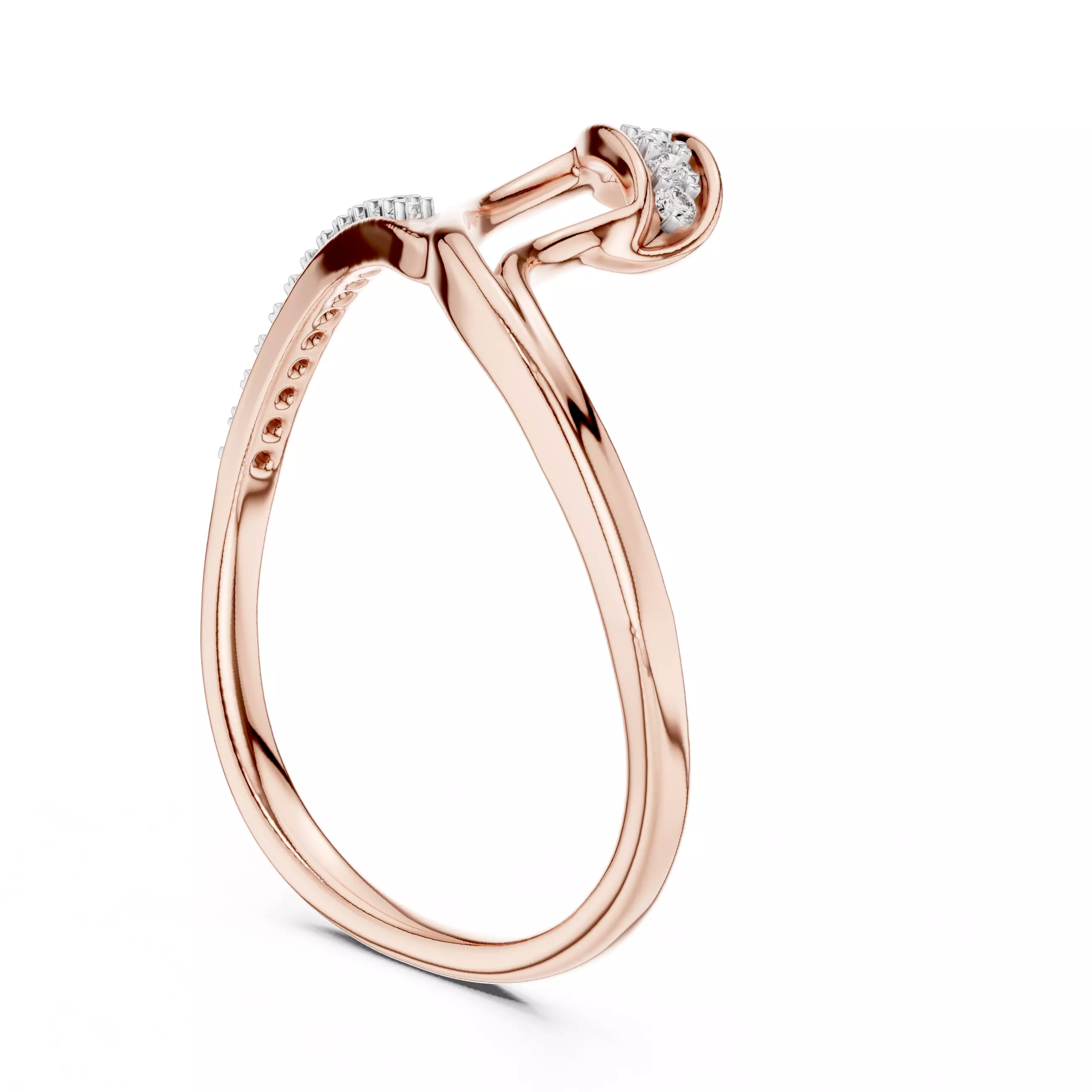 Round Diamond Curve Engagement Wedding Ring 3DM STL Video 3D print model_3