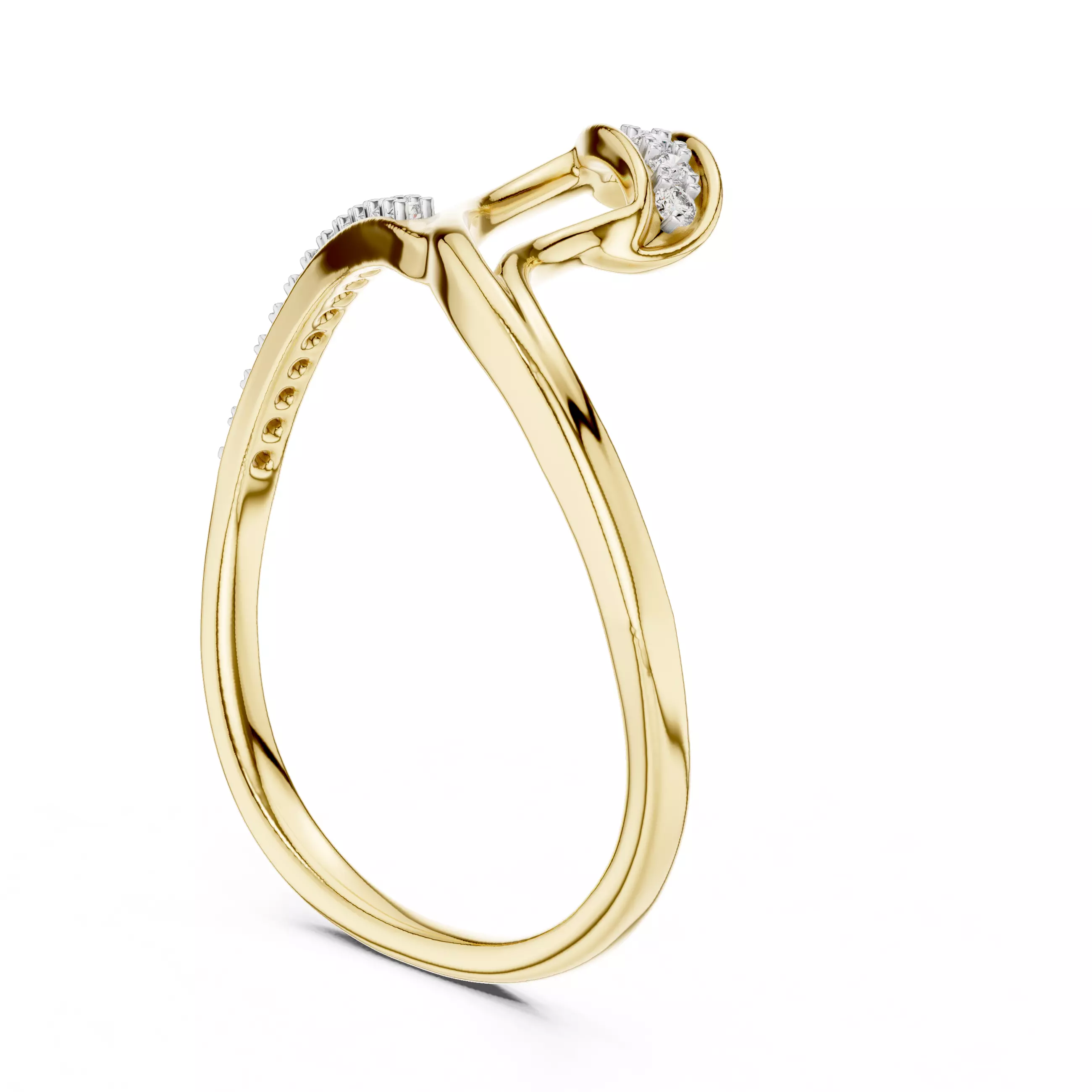 Round Diamond Curve Engagement Wedding Ring 3DM STL Video 3D print model_6