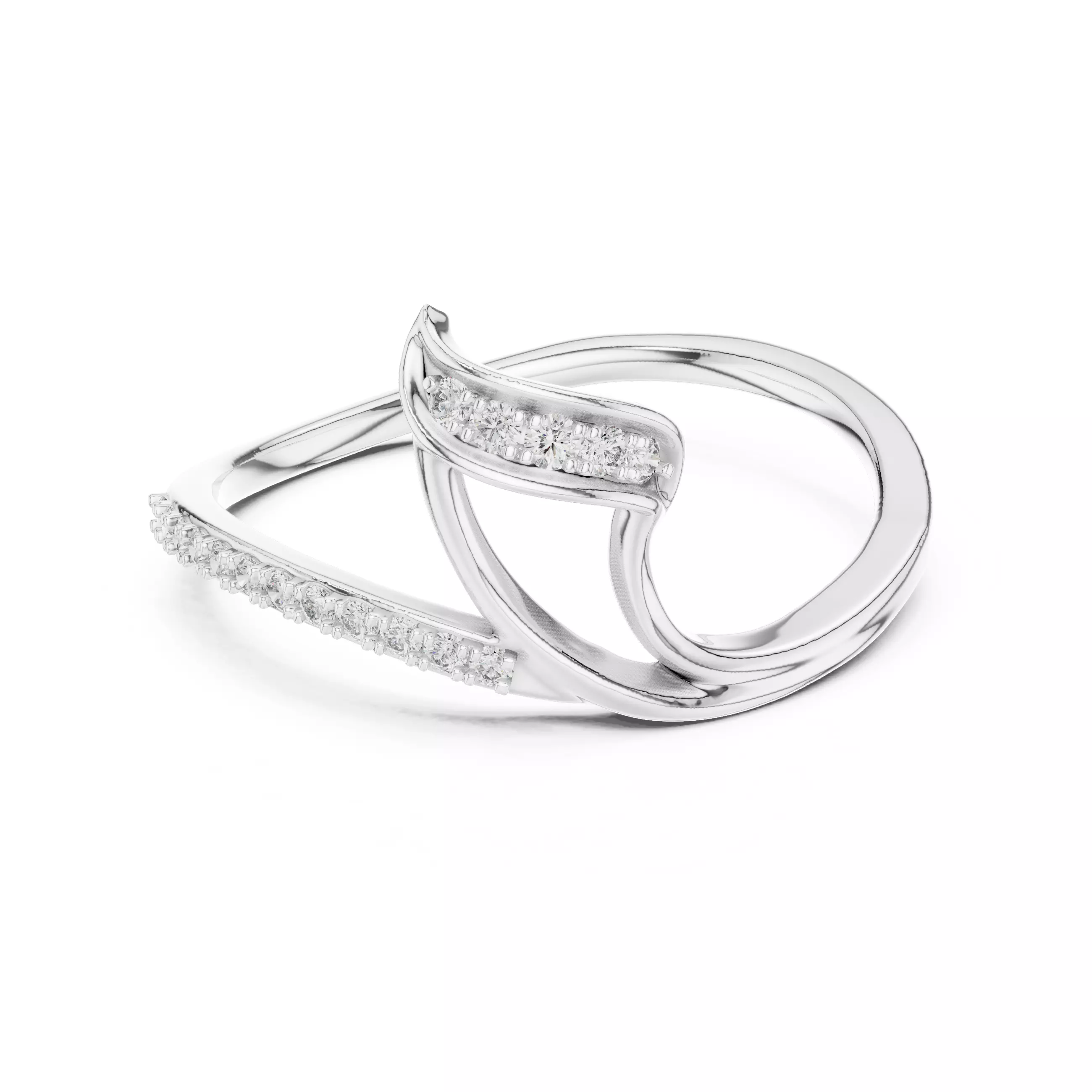 Round Diamond Curve Engagement Wedding Ring 3DM STL Video 3D print model_2