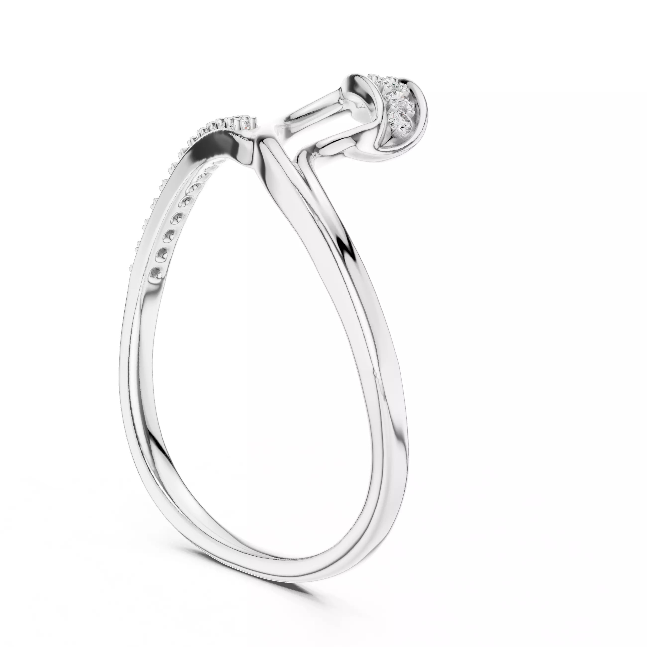 Round Diamond Curve Engagement Wedding Ring 3DM STL Video 3D print model_9