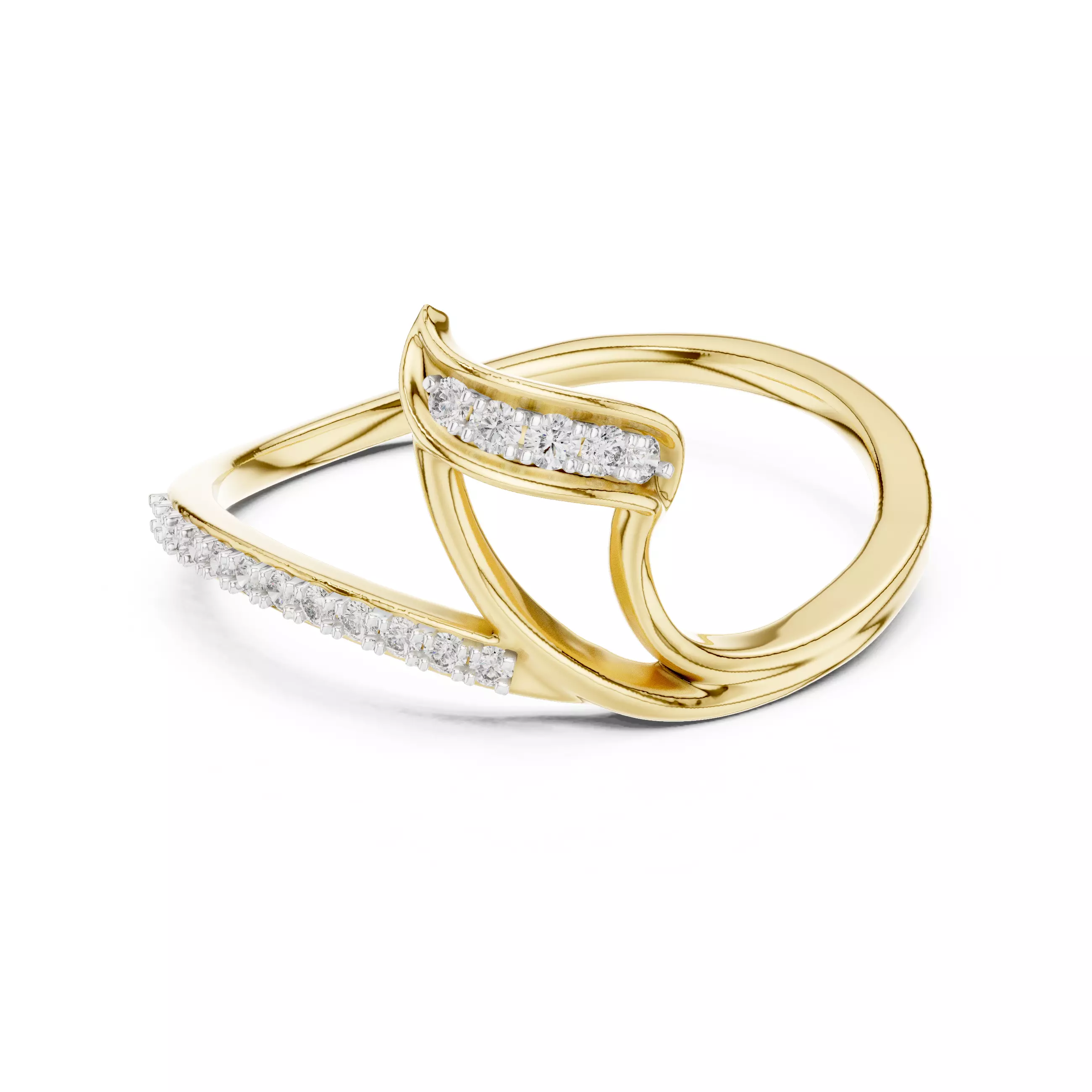 Round Diamond Curve Engagement Wedding Ring 3DM STL Video 3D print model_1