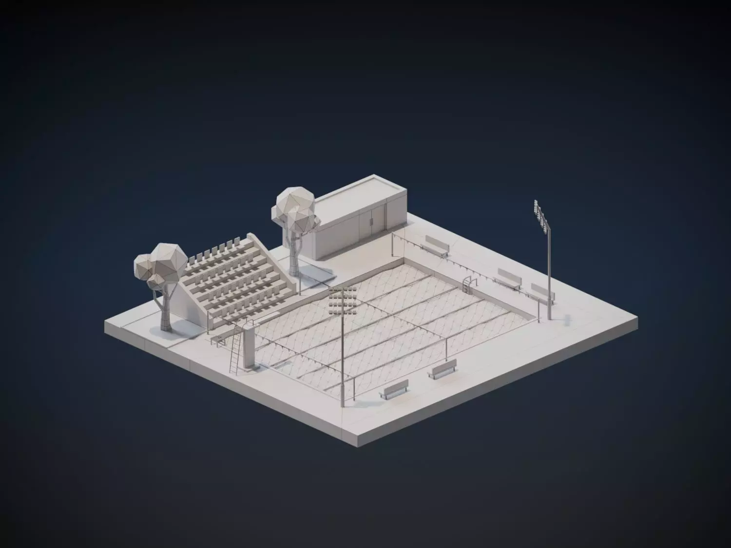 Swimming Pool Complex Low-poly 3D model_1