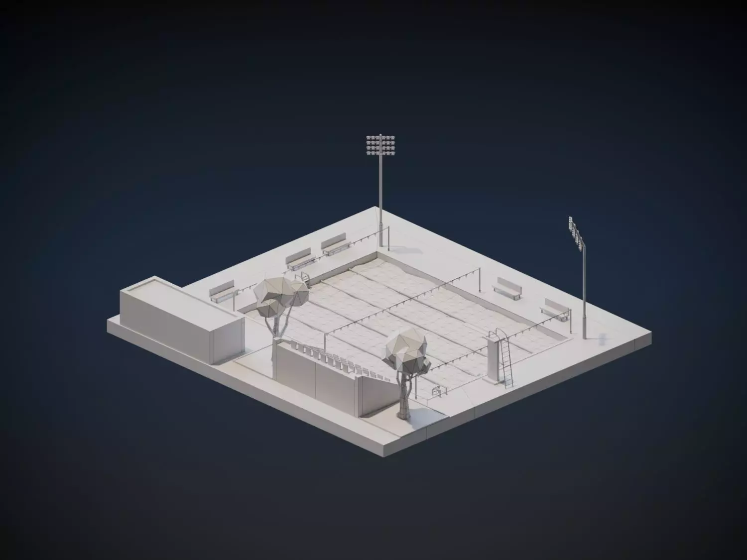 Swimming Pool Complex Low-poly 3D model_3