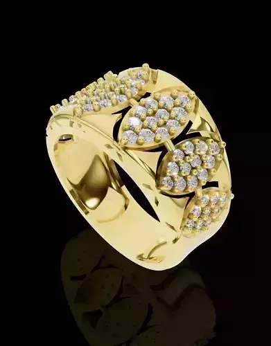 Elegant Rose Gold Leaf Cluster Diamond Ring