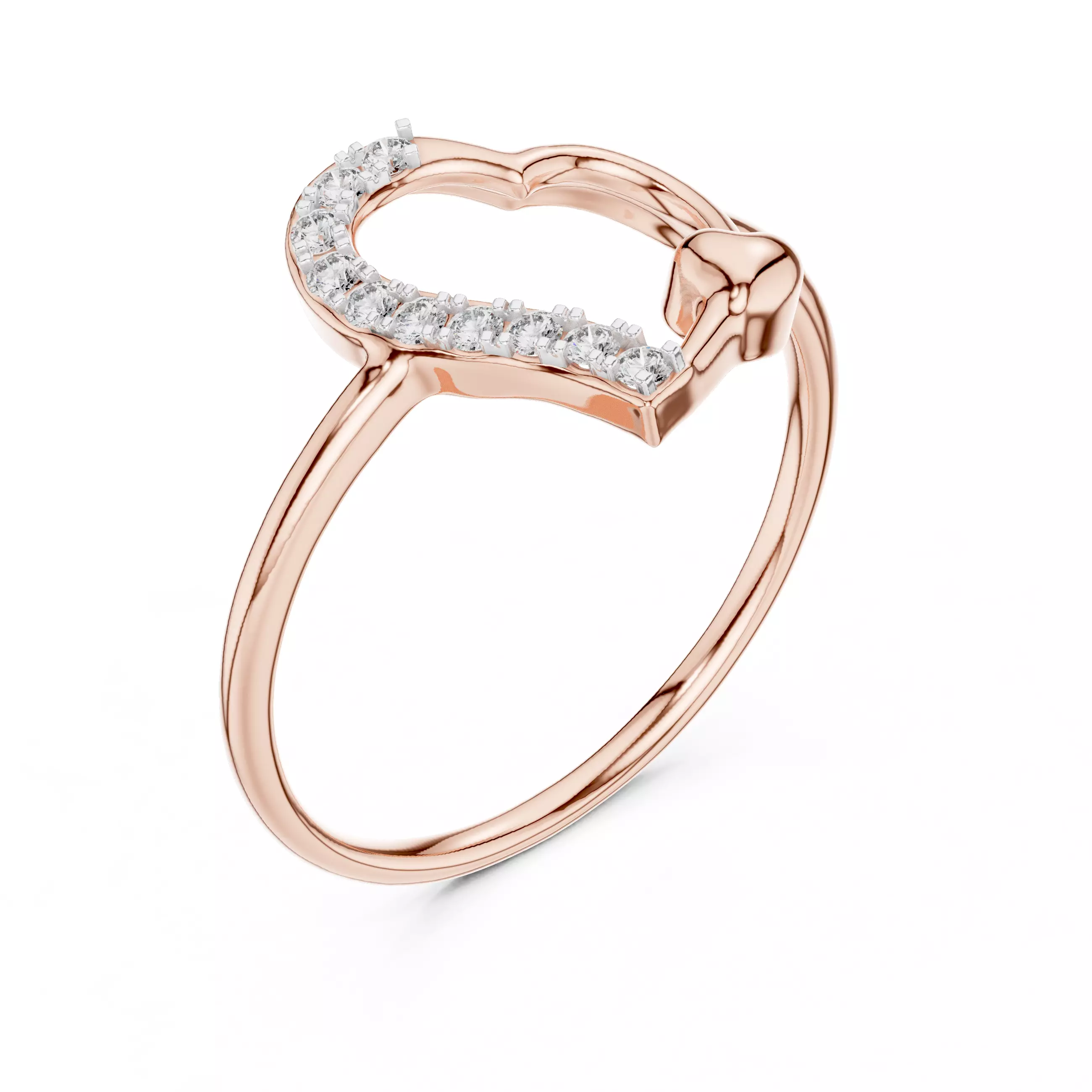 Round Cut Diamond Heart Shape Wedding Ring 3DM STL Video 3D print model_4