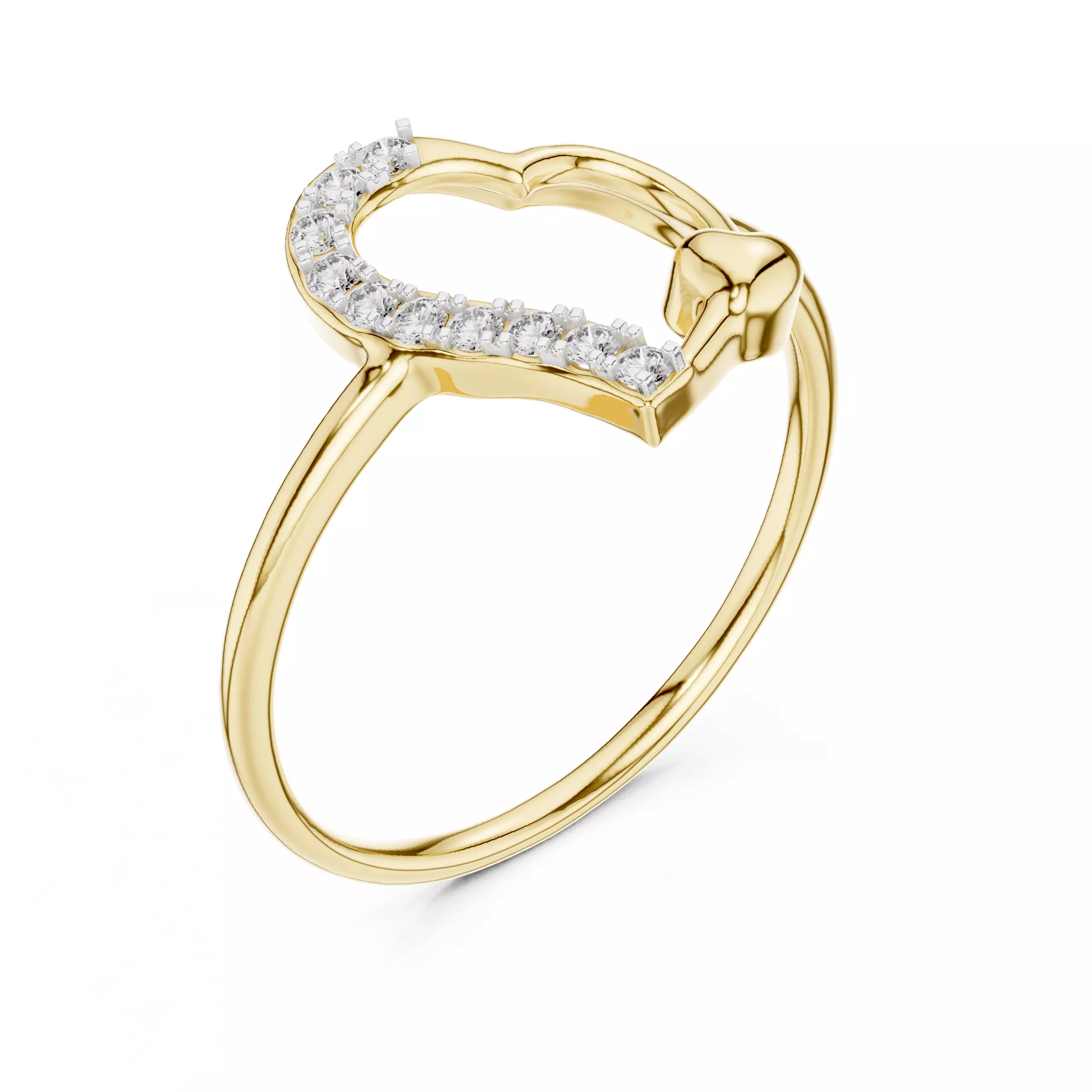 Round Cut Diamond Heart Shape Wedding Ring 3DM STL Video 3D print model_7