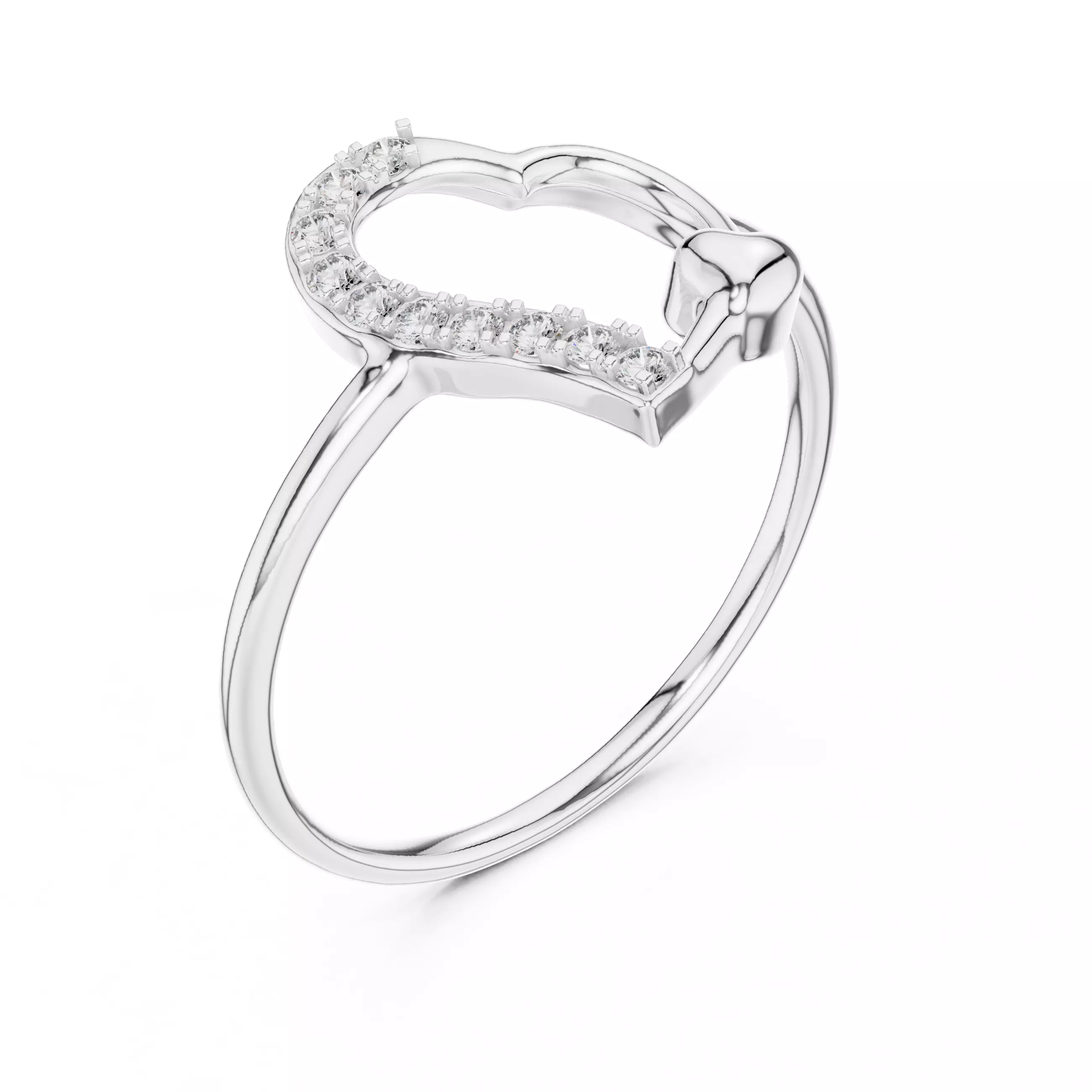Round Cut Diamond Heart Shape Wedding Ring 3DM STL Video 3D print model_10