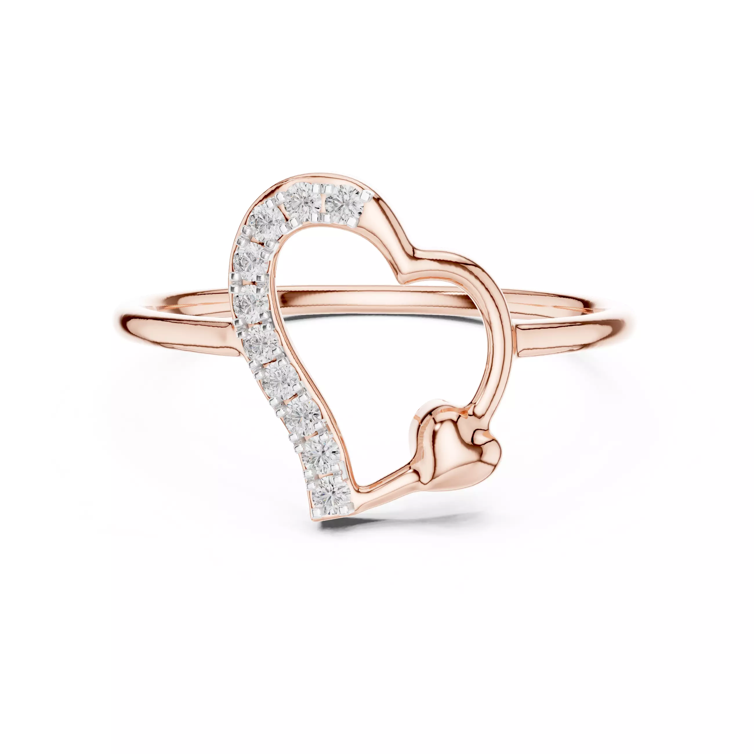 Round Cut Diamond Heart Shape Wedding Ring 3DM STL Video 3D print model_0