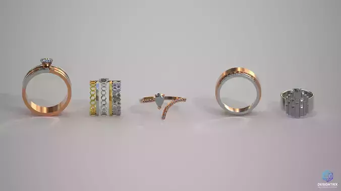 Diamond Ring 3D Models Pack Low-poly 3D model