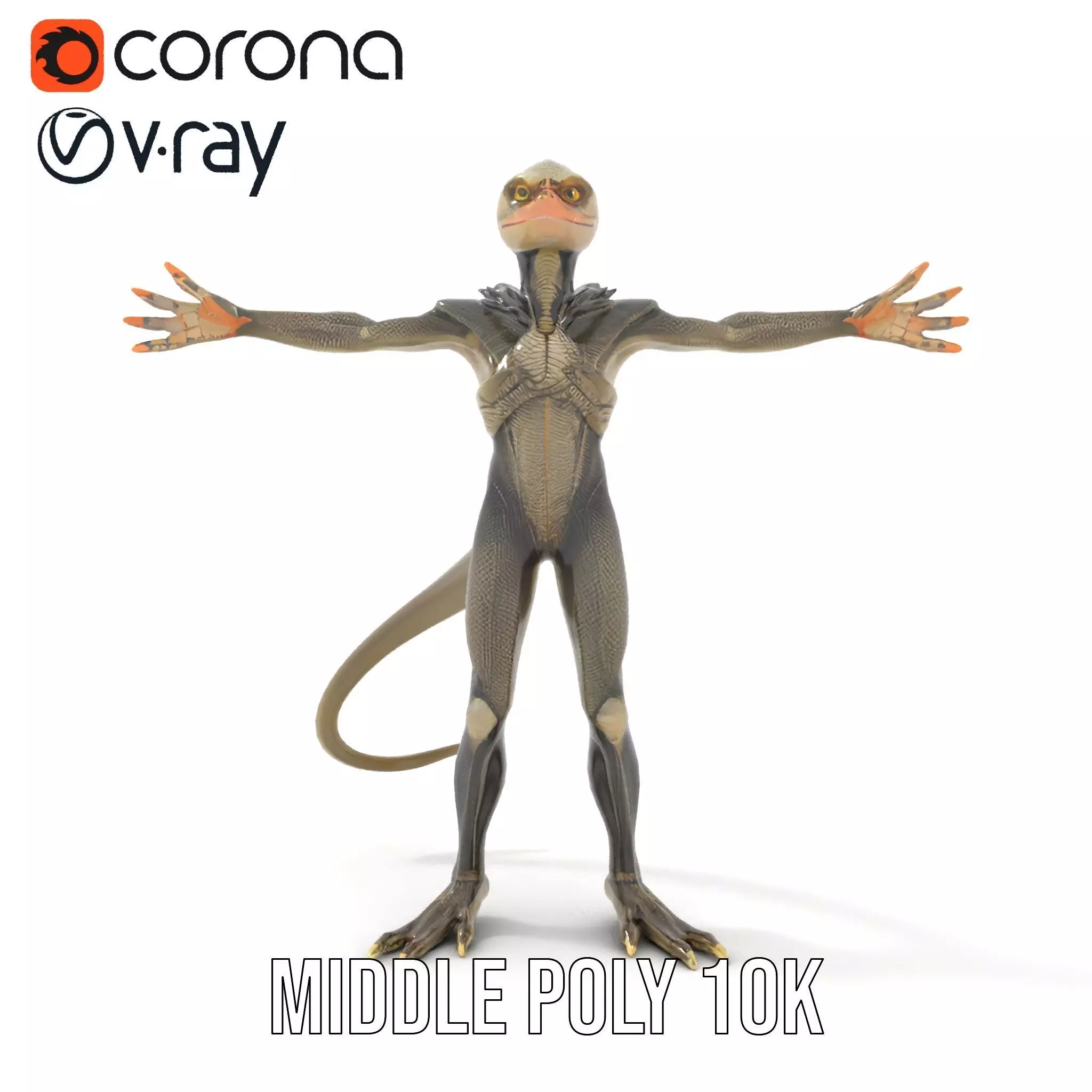 Scaly Alien Creature model pack Low-poly 3D model_6