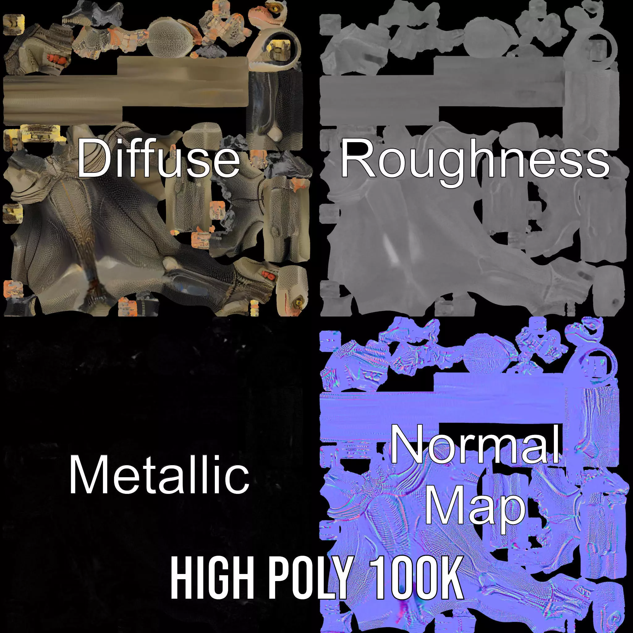 Scaly Alien Creature model pack Low-poly 3D model_4