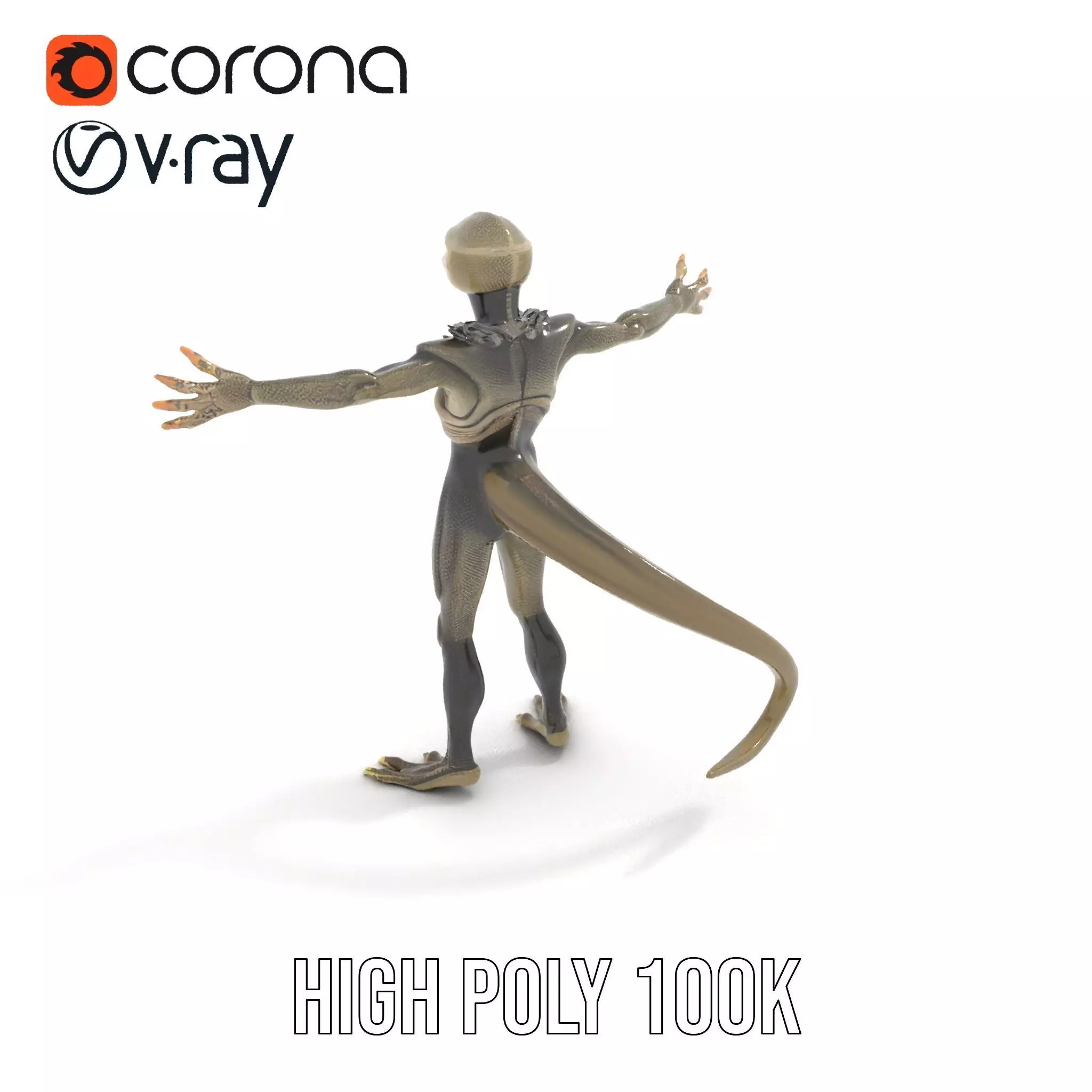 Scaly Alien Creature model pack Low-poly 3D model_10