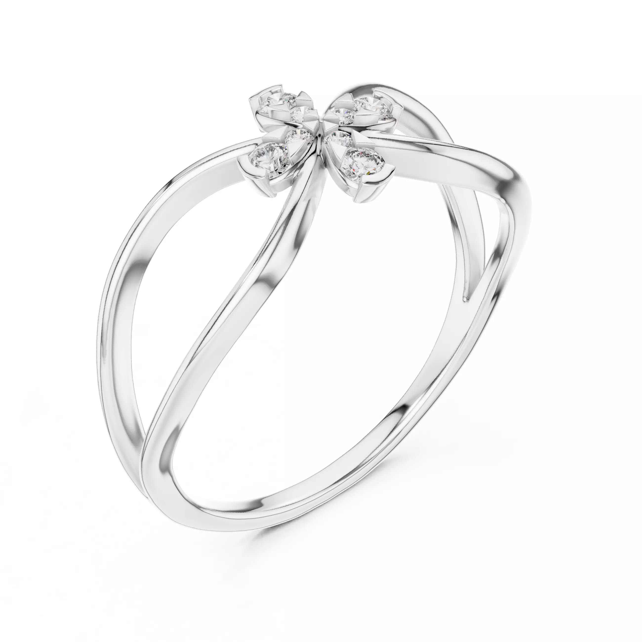 Split Shank Round Diamond Floral Wedding Ring 3DM STL Video 3D print model_10