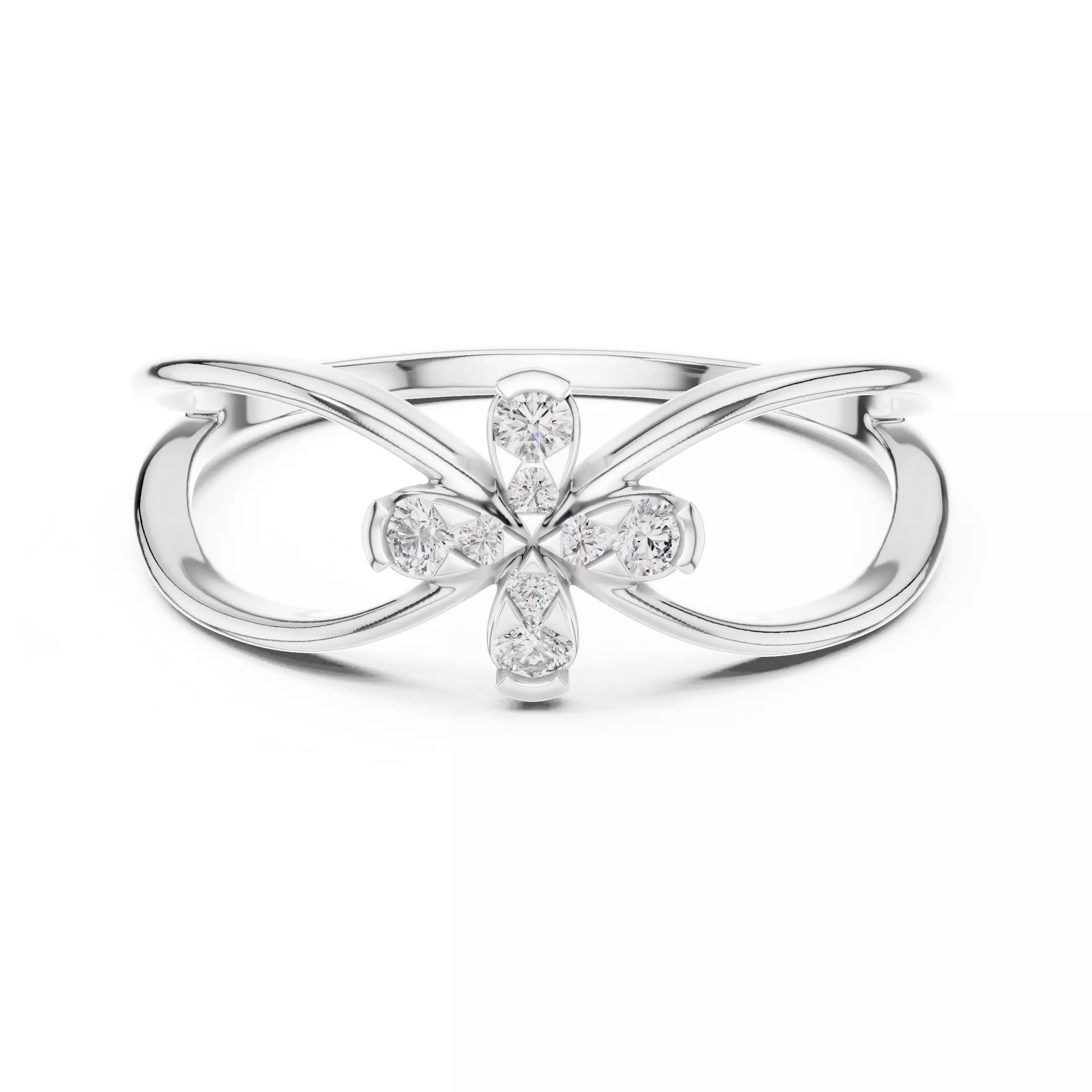 Split Shank Round Diamond Floral Wedding Ring 3DM STL Video 3D print model_2