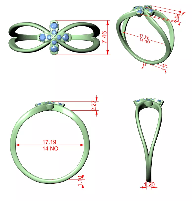 Split Shank Round Diamond Floral Wedding Ring 3DM STL Video 3D print model_12