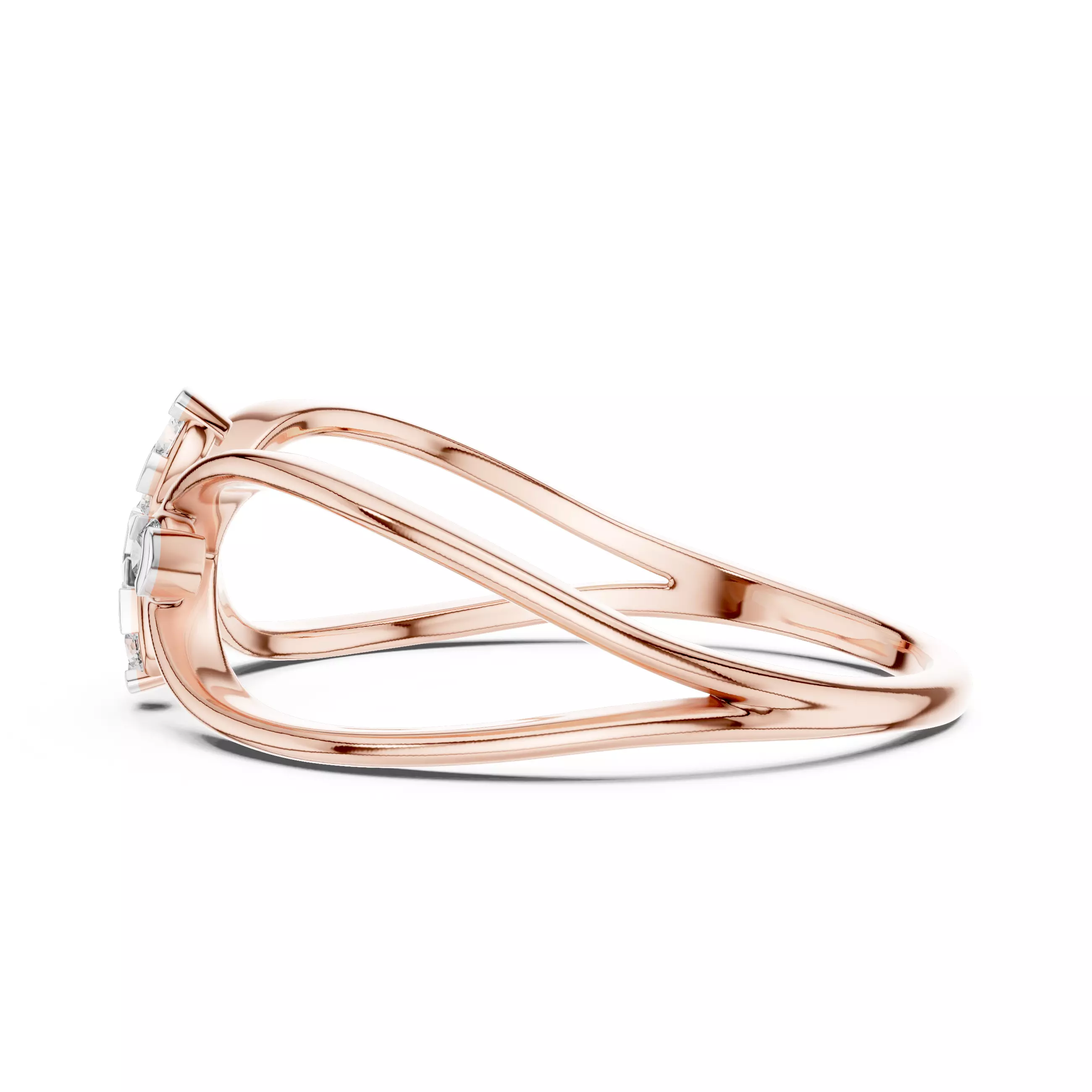 Split Shank Round Diamond Floral Wedding Ring 3DM STL Video 3D print model_5