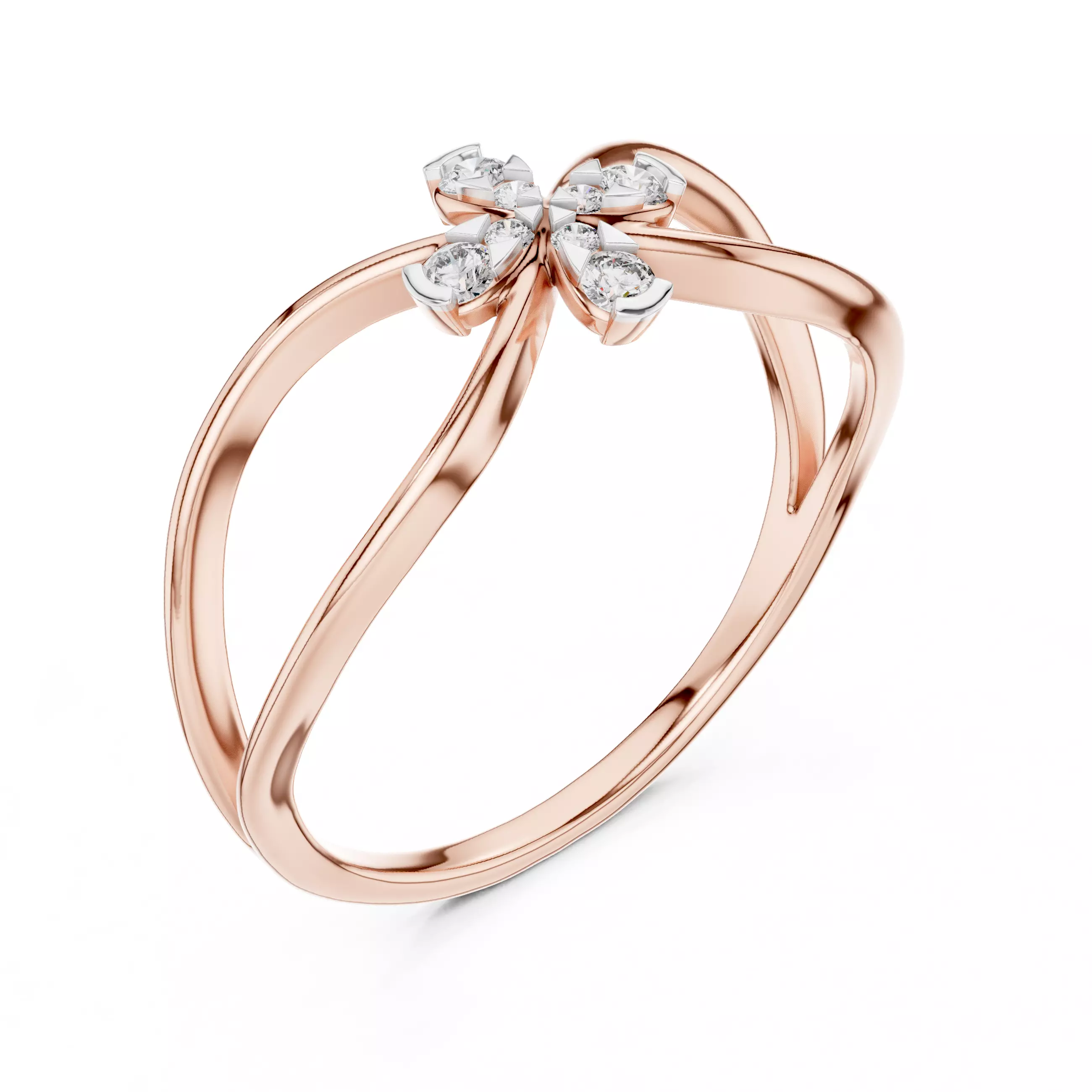 Split Shank Round Diamond Floral Wedding Ring 3DM STL Video 3D print model_4