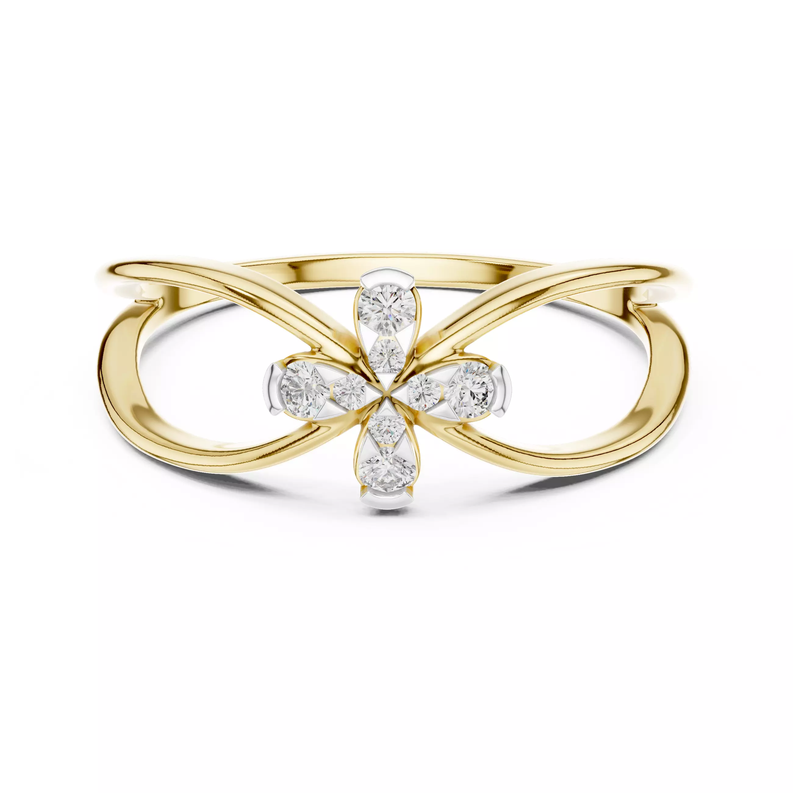 Split Shank Round Diamond Floral Wedding Ring 3DM STL Video 3D print model_1