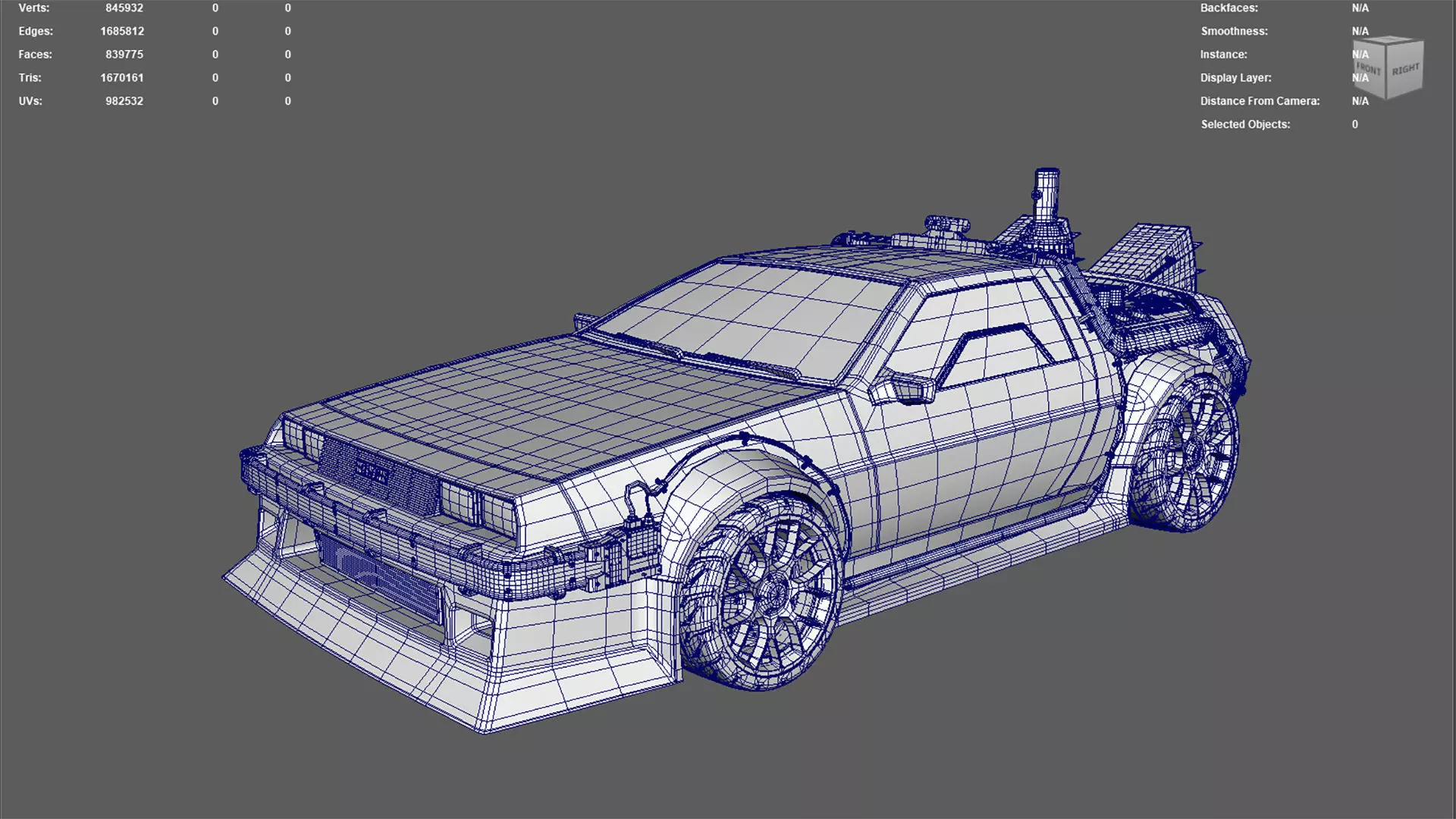 DMC DeLorean Low-poly 3D model_5