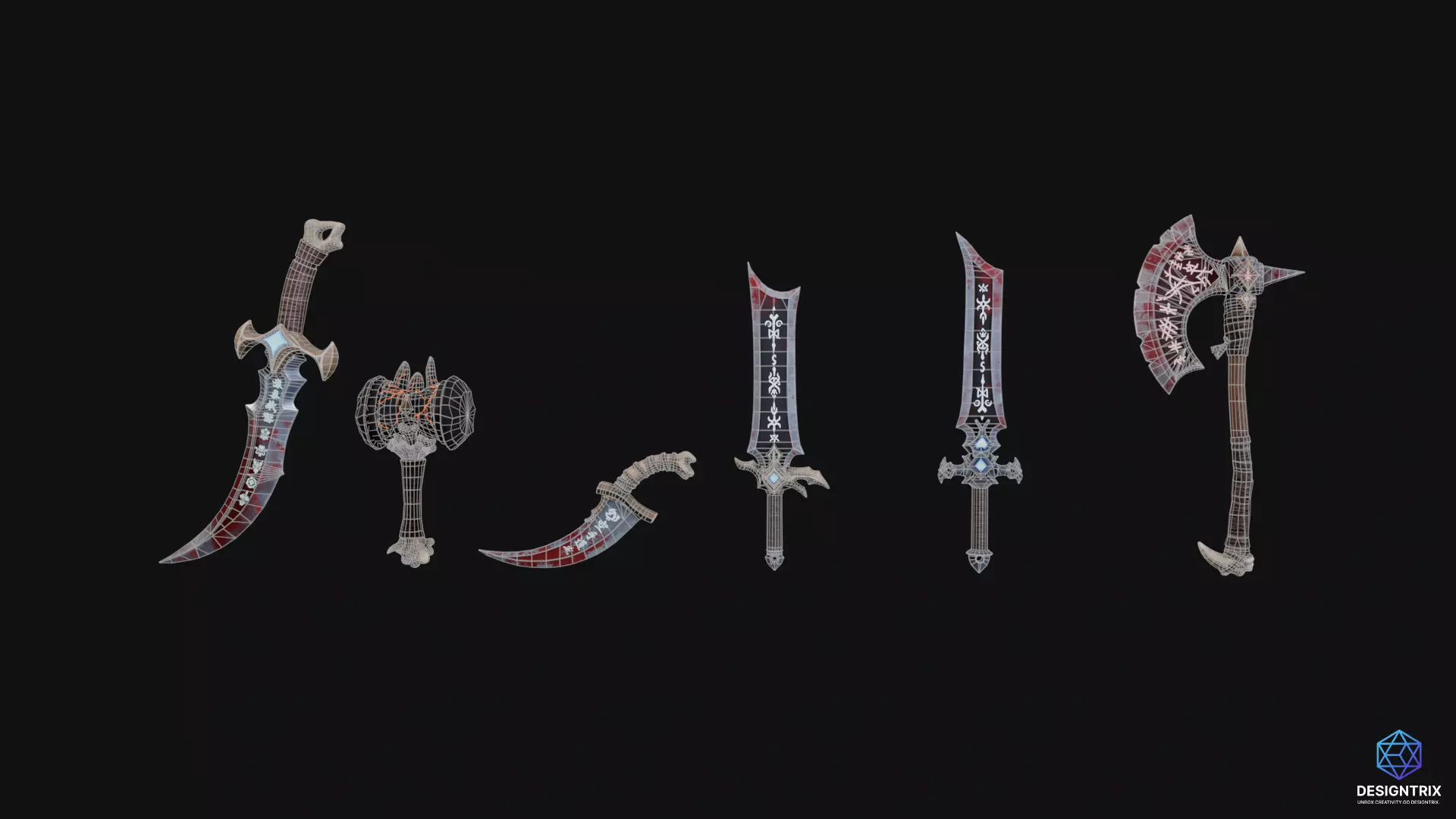 Stylized Weapons 3D Models pack Low-poly 3D model_6