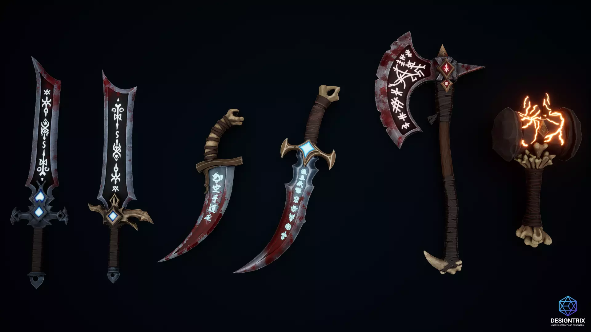Stylized Weapons 3D Models pack Low-poly 3D model_0