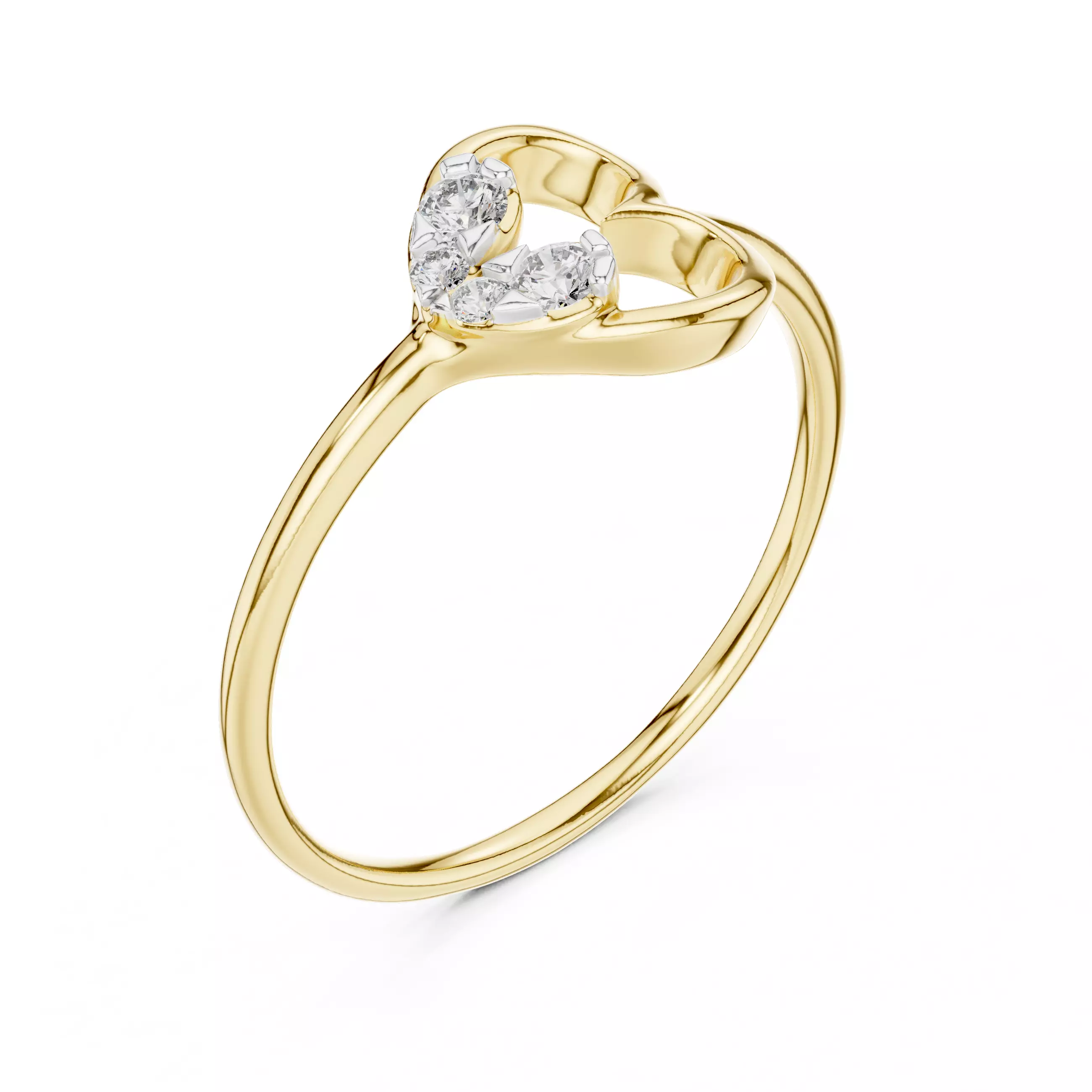 Round Diamond Heart Shape Engagement Ring 3DM STL Video 3D print model_7